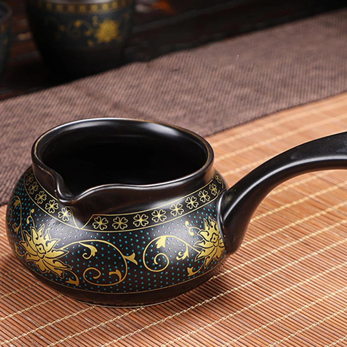 Artibetter Juego de Tetera de Cerámica Retro Negro Tazas, Antiescaldante y Multiuso para Oficina y Aficionados al Té Suelto