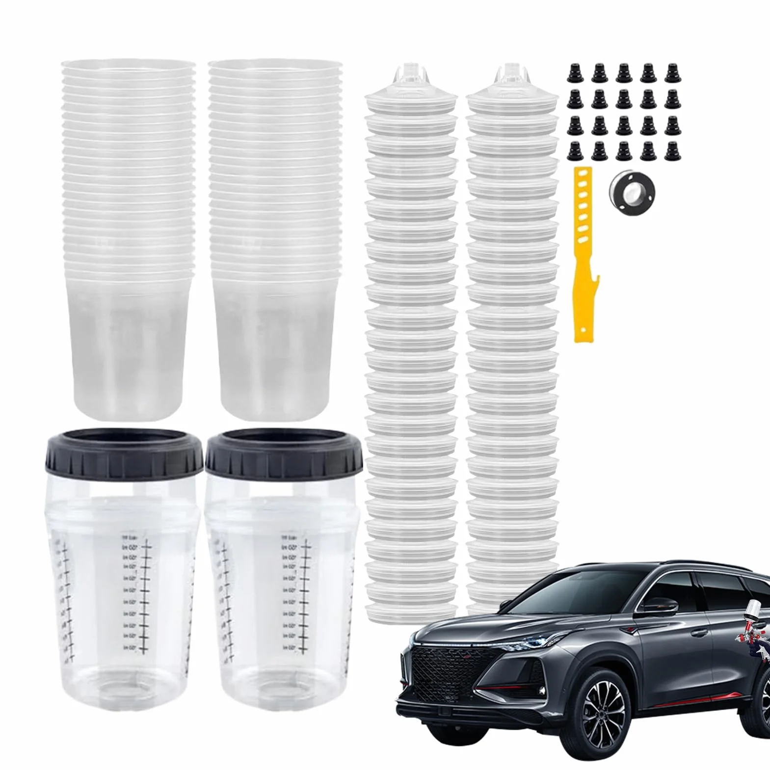 Vasos Mezcladores De Pintura Vasos Medidores De Pintura 165 ml | Contenedor Compacto Multifuncional Transparente Para Renovación De Automóviles, Modelismo Y