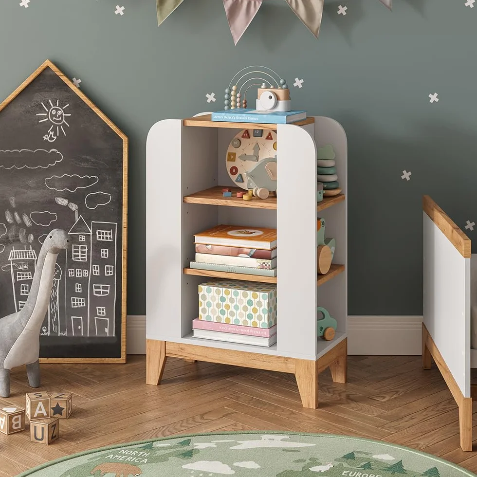 VitaliSpa Estantería Infantil Malia, Blanco/Artesano, 60 x 88 cm con 9 Compartimentos, con estantes Ajustables en Altura y Espacio de Almacenamiento Abierto