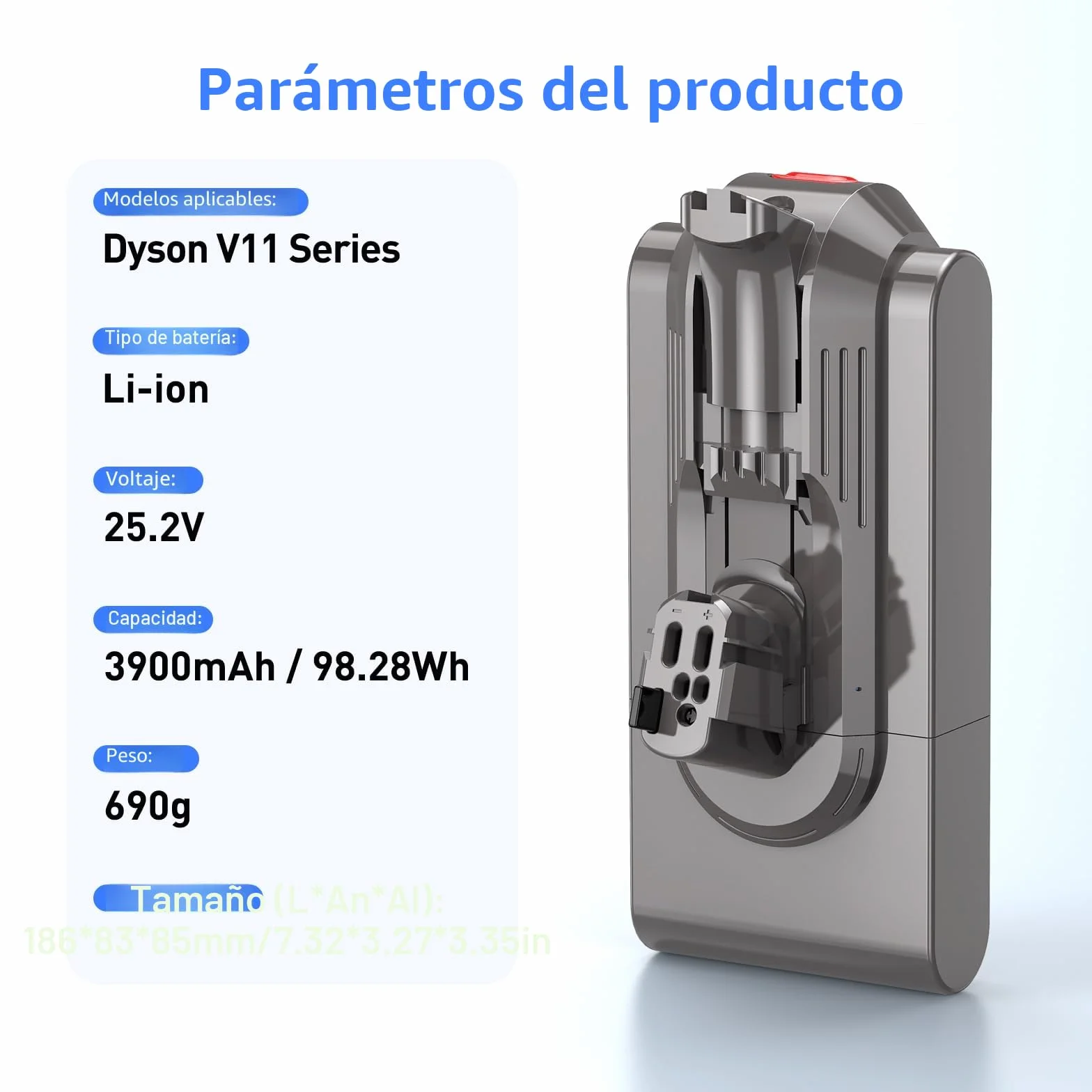 NASTIMA Batería 25,2V 3900mAh Li-Ion Batería de Respuesto para Dyson V11 V15 Click-in, Dyson V11 Animal, V11 Complete Extra, V11 Fluffy Extra, V15, SV15, SV18, 970425-01, 970938-01 Series Aspirador