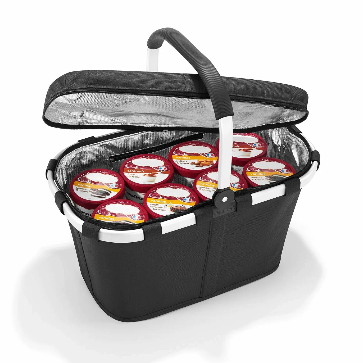 reisenthel carrybag iso - Cesta térmica para irte de picnics e irte de compras, con tapa de cierre, estructura robusta y con un diseño elegante resistente al agua y a los roces, en rojo