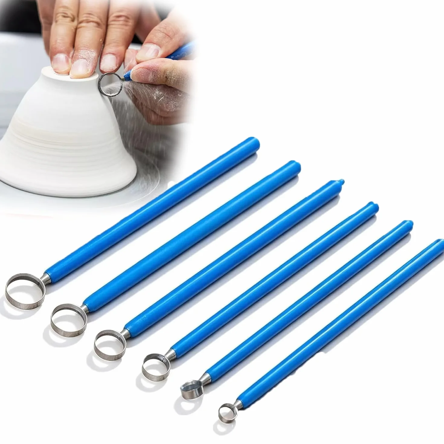 Juego de 6 herramientas para esculpir arcilla, herramientas de corte de cerámica con puntas de acero de tungsteno, perfectas para artistas de arcilla y creación de cerámica