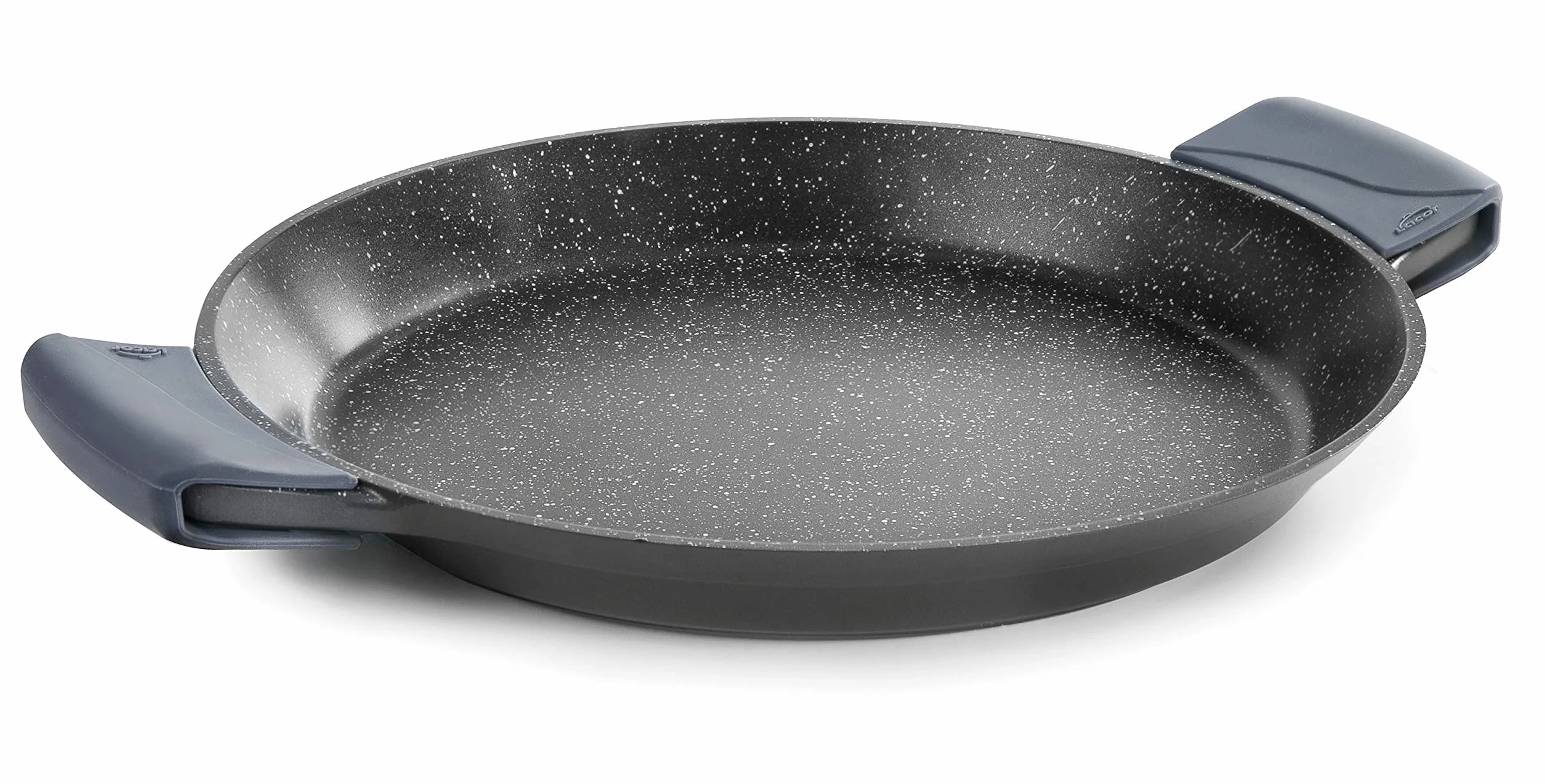 LACOR, 25440 Paellera con Asas de Silicona, Recubrimiento Antiadherente, Apta para Inducción, Ecológica, Sin PFOA, Aluminio Fundido, Gris, Negro, 40 cm