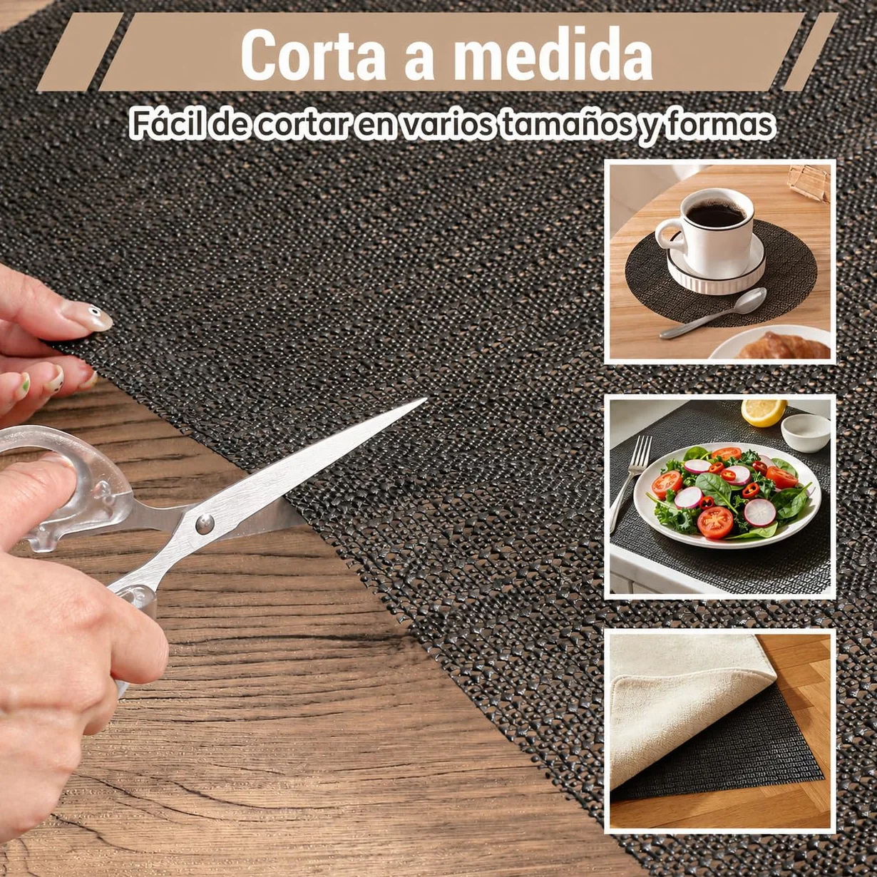 Alfombra Antideslizante PVC Recortable 160x220cm Multiusos Universal Negro