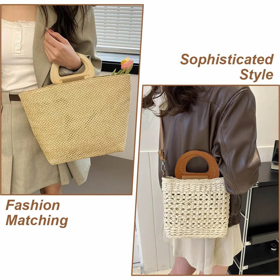 Asas para Bolsos de Madera en Forma de D, 4 Piezas