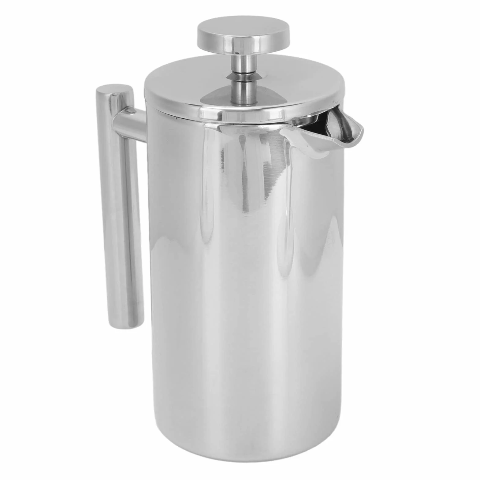 Cafetera de Prensa Francesa,Olla de Prensa Francesa de Acero Inoxidable de Grado Alimenticio,Prensa de Caf¨¦ Francesa de Doble Aislamiento Hueco(1000ml-Plata)