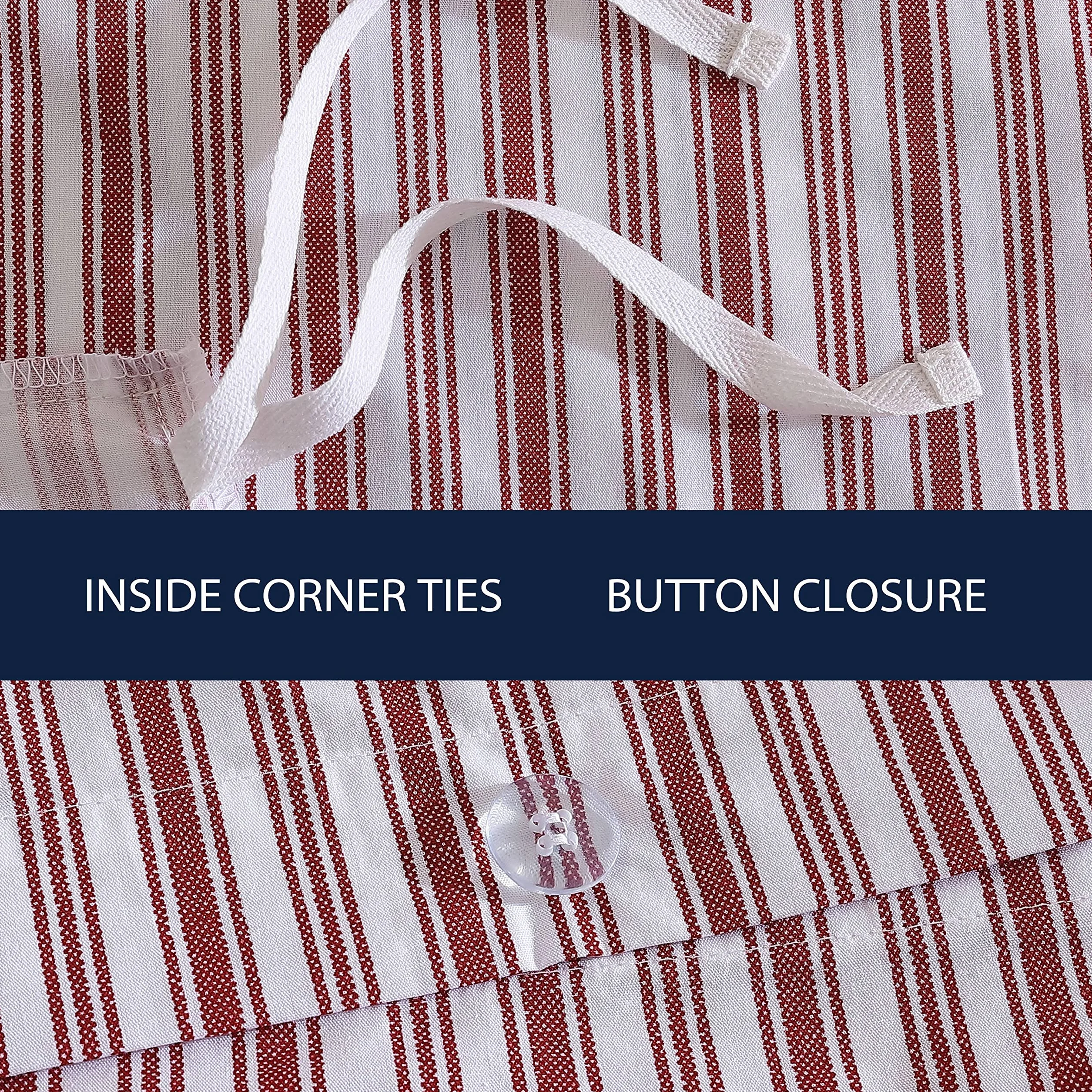 Nautica - Funda de edredón tamaño Queen, Ropa de Cama Reversible de algodón con Cierre de botón, decoración Casual del hogar para Todas Las Estaciones (Coleridge Stripe Red, Queen)