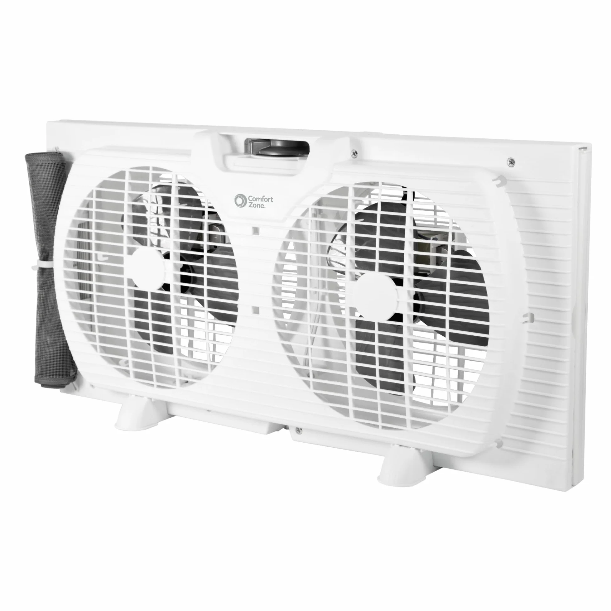 Comfort Zone Ventilador reversible de doble ventana de 9 pulgadas y 3 velocidades, ventilador de escape de ventana de doble hoja con expansores de bloqueo automático, 22.25 a 33 pulgadas de ancho