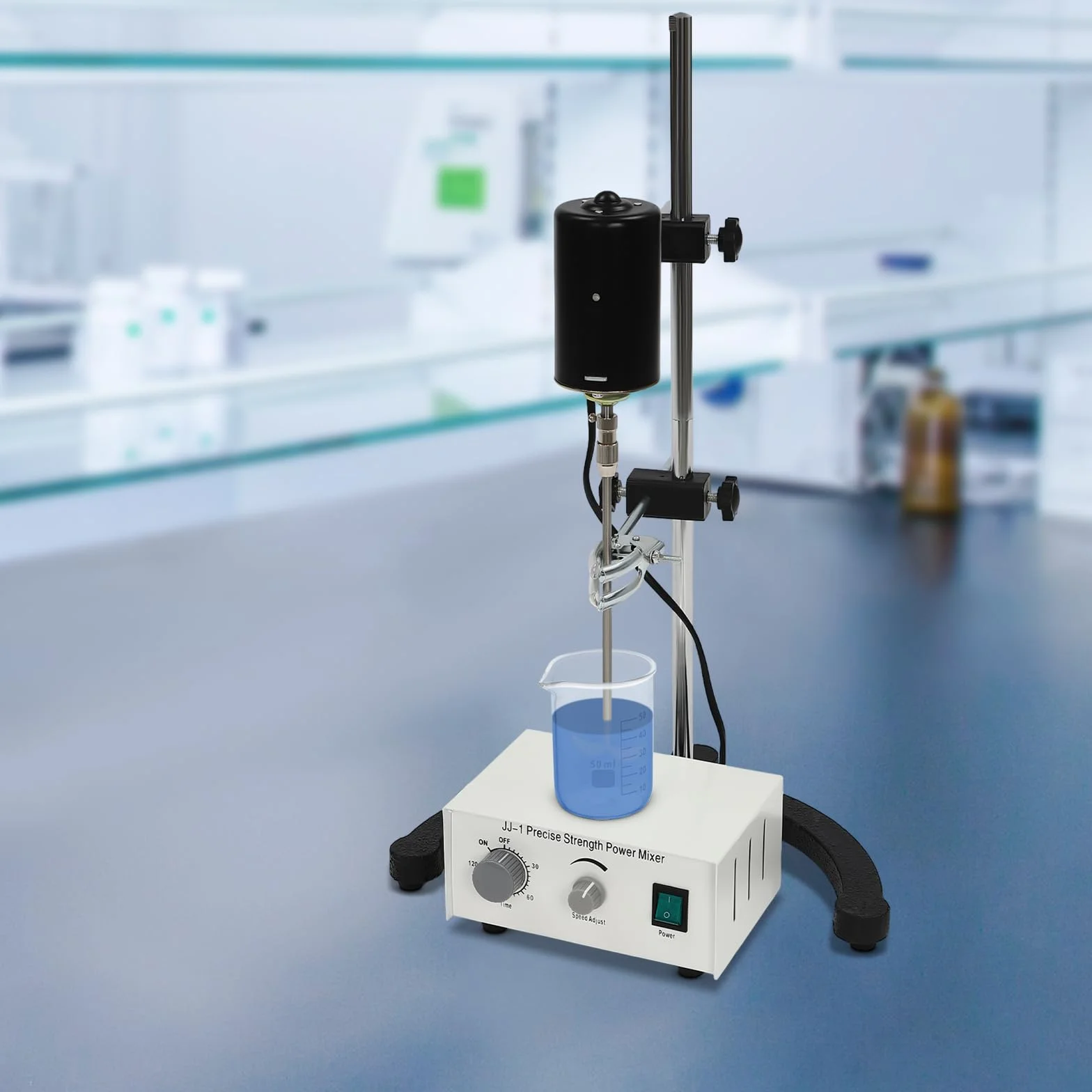 Agitador eléctrico de 100 W, Mezclador montado en la parte superior, Agitador mecánico automático de alta capacidad, Adecuado para experimentos en biología, cosméticos, suplementos dietéticos