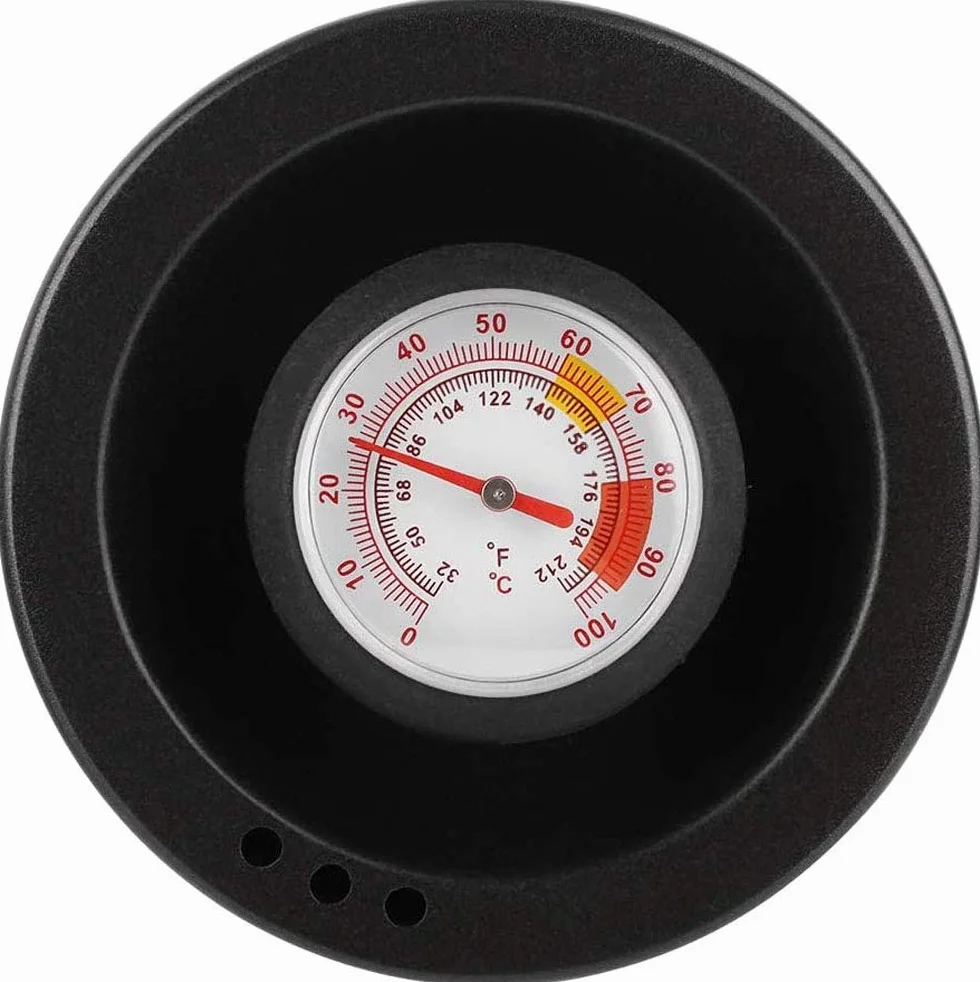 POEFT Tetera de café de 850 ml con termómetro integrado, de acero inoxidable, cuello de cisne, cafetera larga y estrecha con mango ergonómico de madera aislado