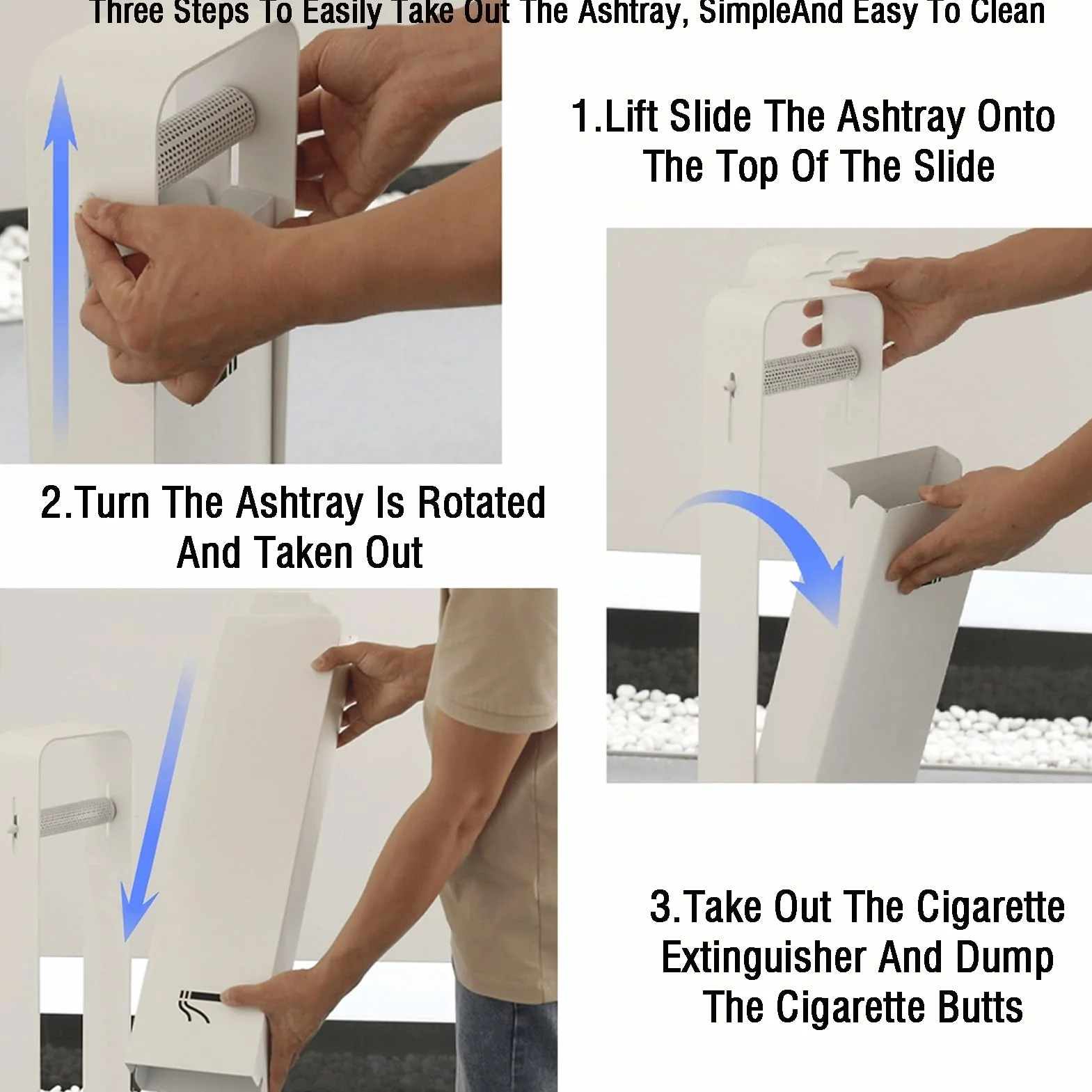 Pedículo vertical para cigarrillos con columna de cenizas y malla extintora de hollín, capacidad para 200-300 colillas