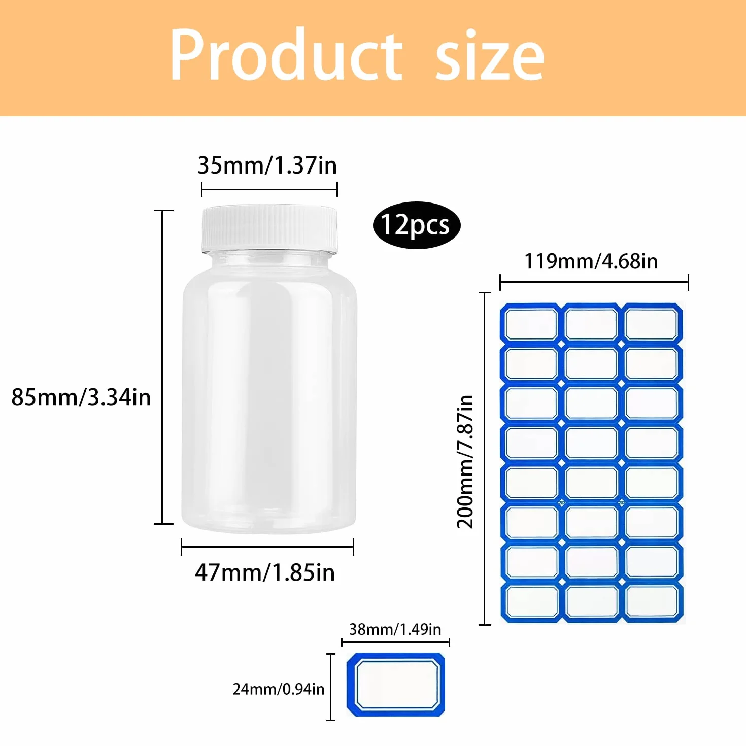 YUE QIN 12 Piezas Botellas de Jugo Reutilizables con Tapas Plástico Transparente Botellas de Pláptico con Pegatina Botella de Leche para Jugo Leche y Bebidas Limonadas (100ml)