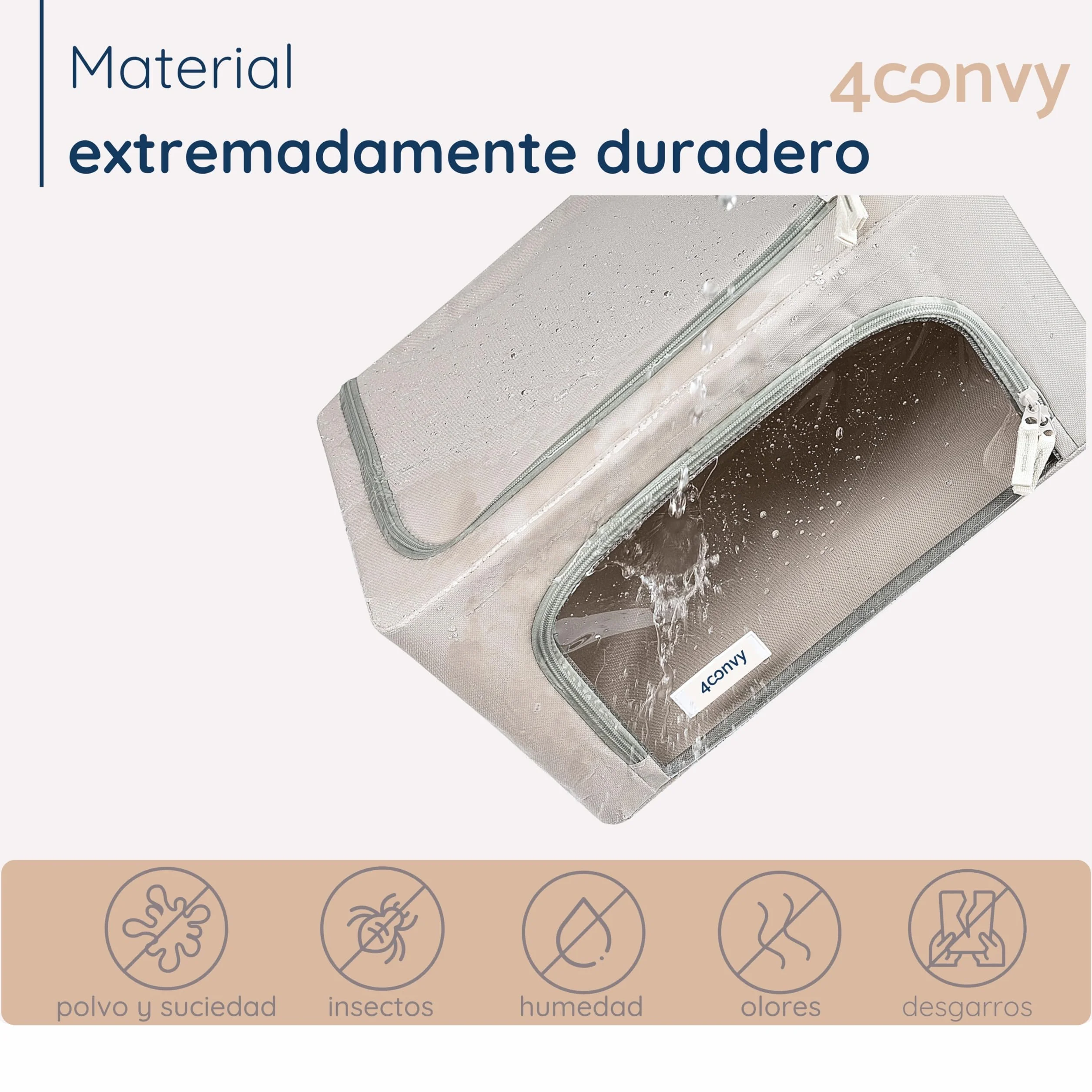 4CONVY Cajas de Almacenaje Rígidas Apilables con Cremallera y Estructura Metálica - 2x24L