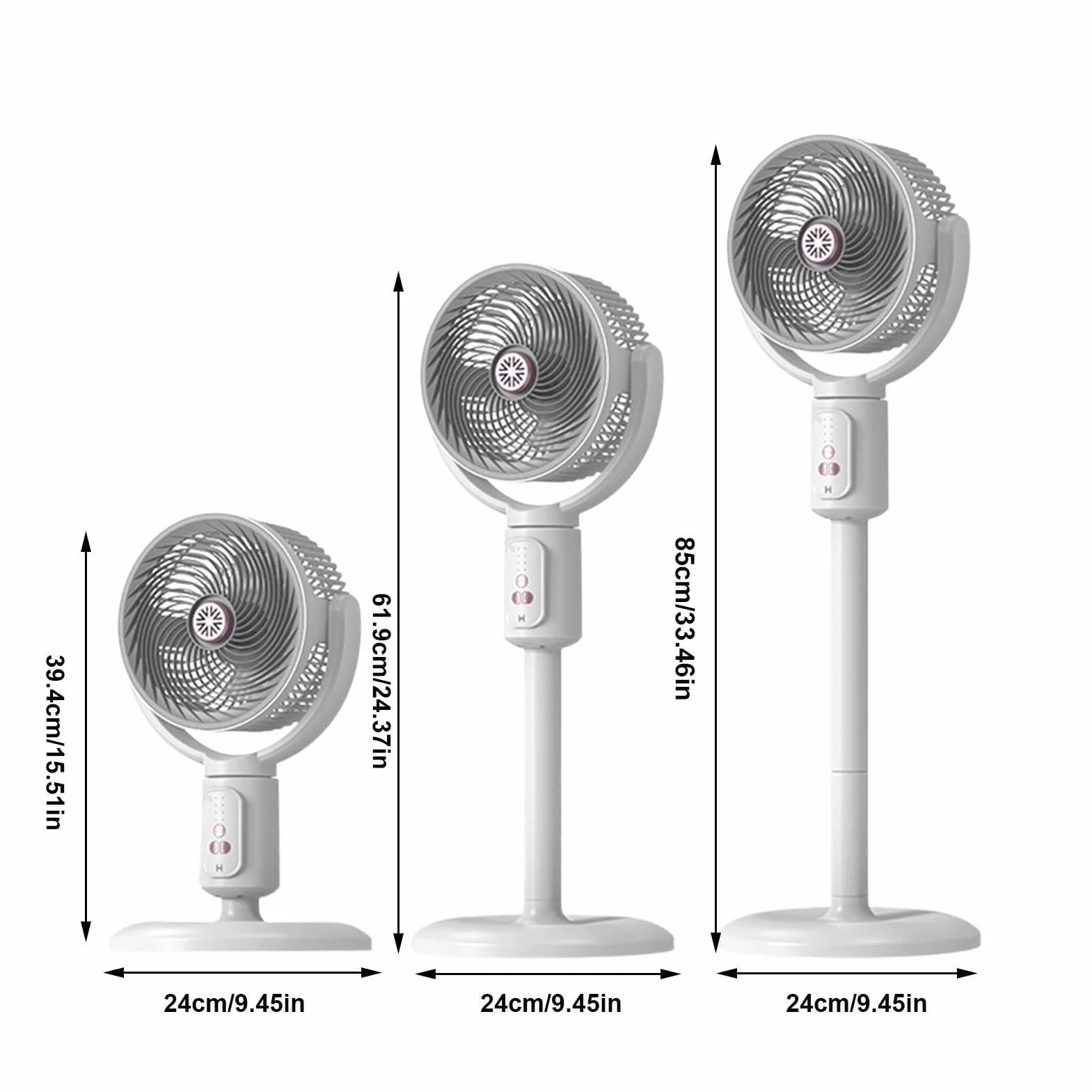 Ventilador Vertical,Soplador 5 Velocidades Con Temporizador,Torre Oscilante Recargable USB-C Altura Ajustable para Dormitorio | Para Hogar, Oficina, Cocina, Salón Y Apartamento