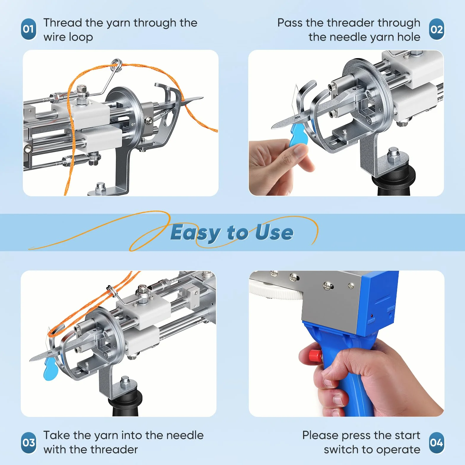 Rug Tufting Gun Set with Trimmer, Tufting Gun Kit 2 en 1,Cut & Loop Pile Pistola Tufting,Pistola Tufting Set Cut pile5-40 Puntadas/seg Ajustable,para Herramienta DIY para el hogar