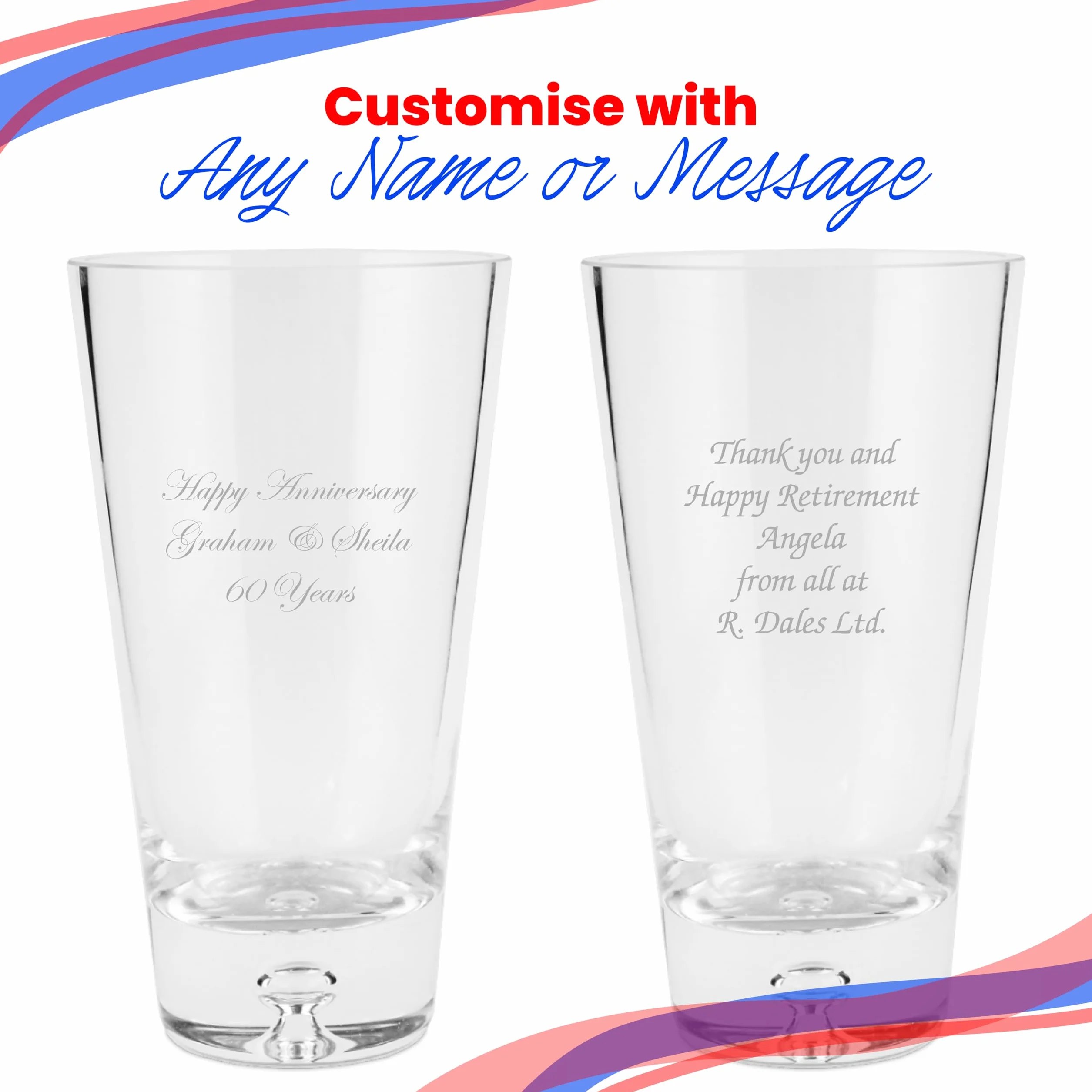 Jarrón cónico con base de burbujas grabado personalizado de 18 cm, personalizable con cualquier nombre o mensaje, caja de regalo incluida, grabado con láser, recuerdo a medida para boda, cumpleaños