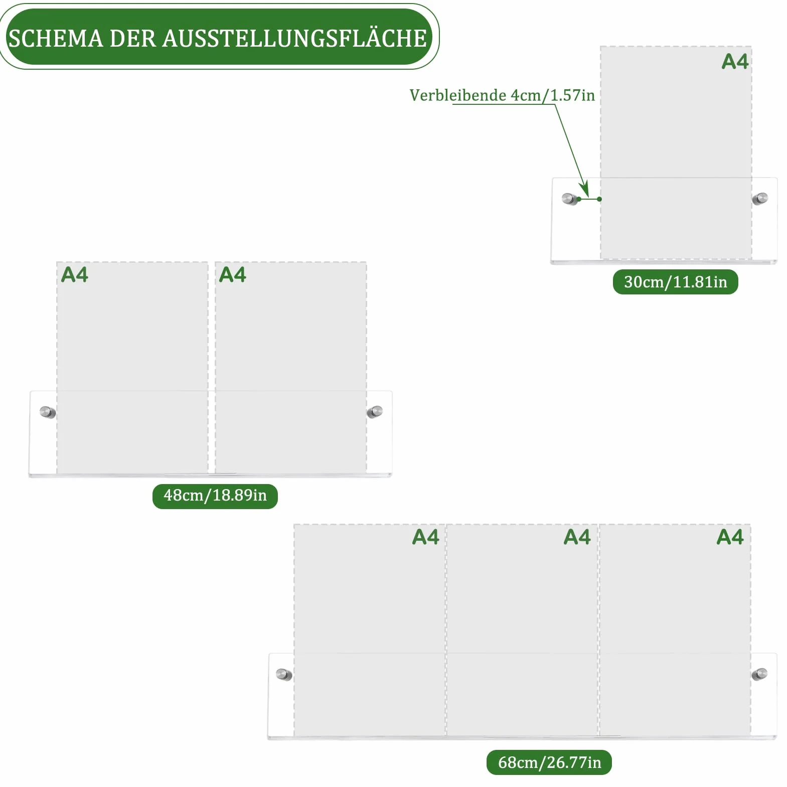 Estante para Revistas Acrílico Transparente 48 cm Paquete de 3