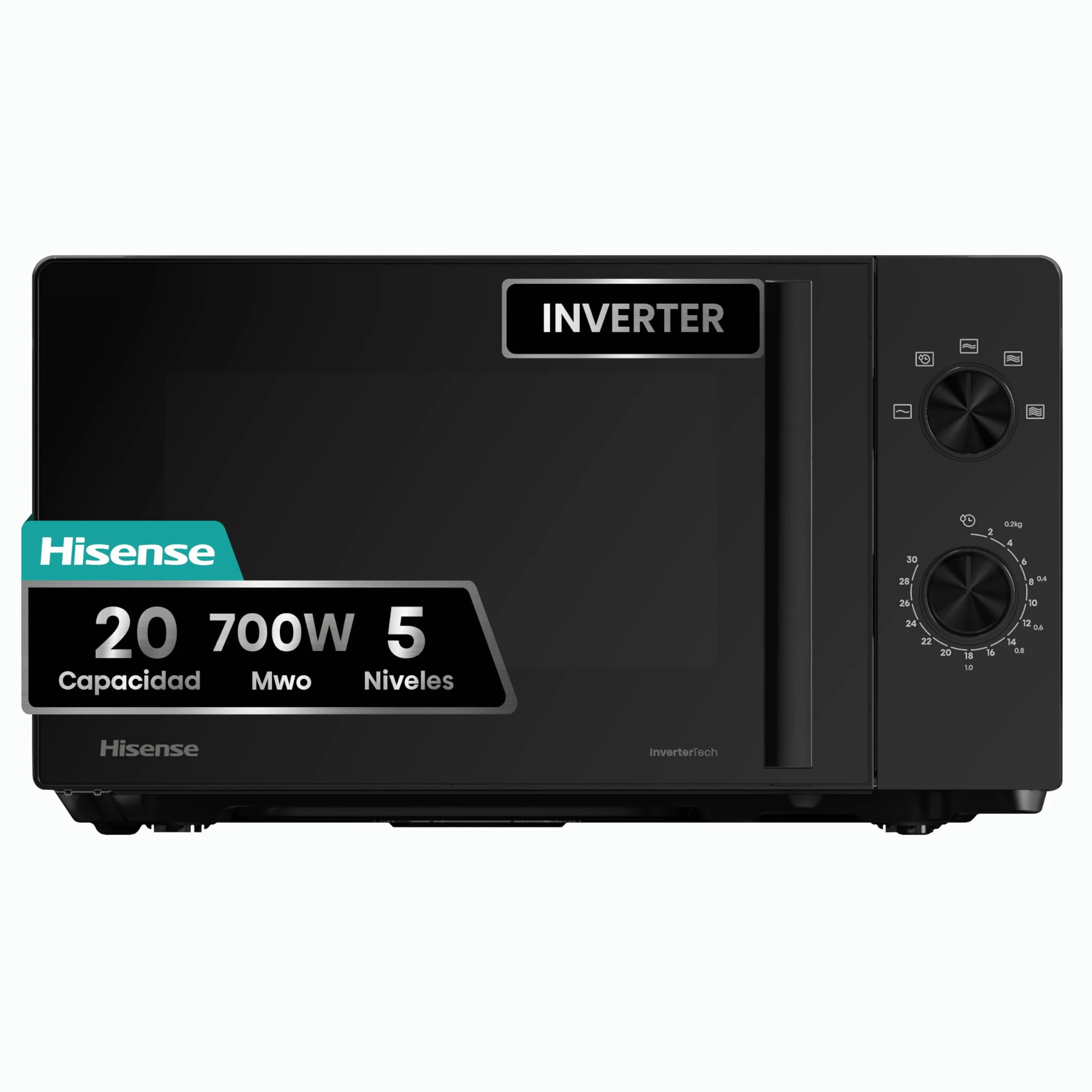 Hisense H20MOBP1HI Microondas 20L 700W Inverter Expert Descongelación Rápida Calentamiento Uniforme Revestimiento Cerámico