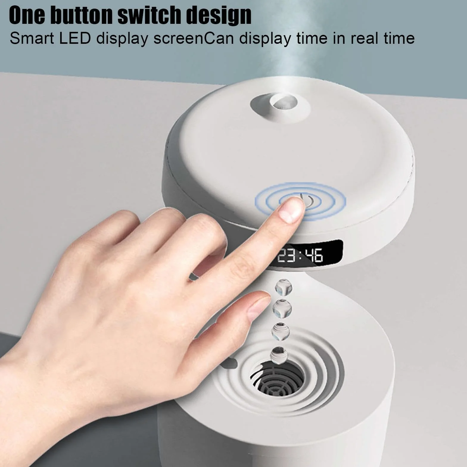 Humidificador ultrasónico de niebla fría, 800 ml, con pantalla LED y temporizador de 8 horas, ideal para uso en oficina y dormitorio