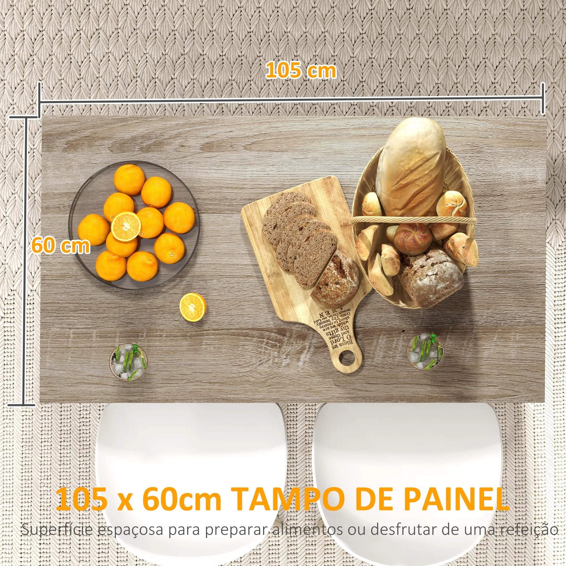 HOMCOM Isla de Cocina Mueble de Cocina con Estantes Ajustables 2 Estantes Abiertos y 2 Puertas Estilo Moderno Carga 100 kg 105x60x82 cm Negro y Roble