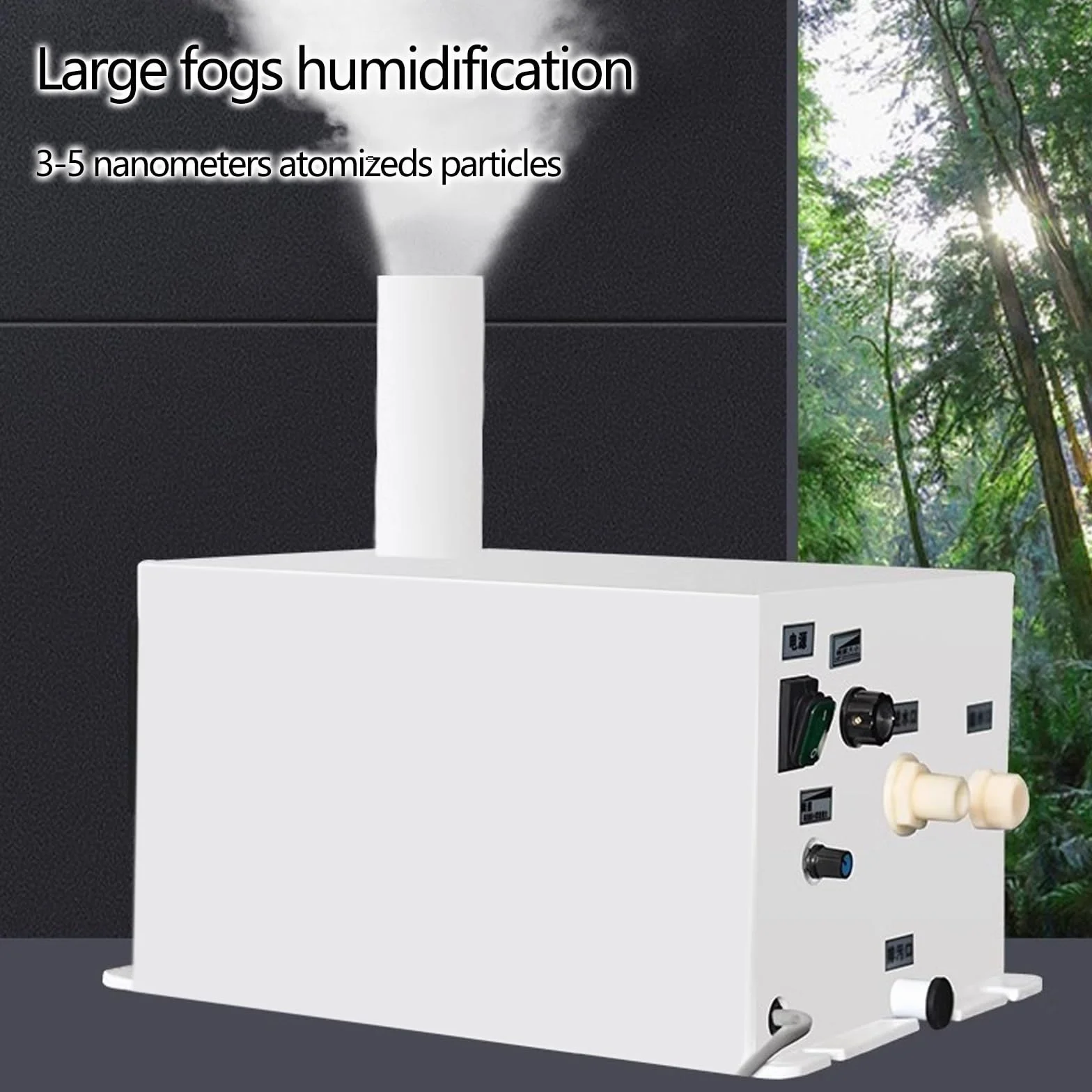 Humidificador de Airea Ultrasónico, 3.5L Humidificador de Acero Inoxidable con Doble Salida de Vapors, Partículas Atomizadas de 3-5nm para Comercial Industrial(37 * 26.5 * 20cm (180W))