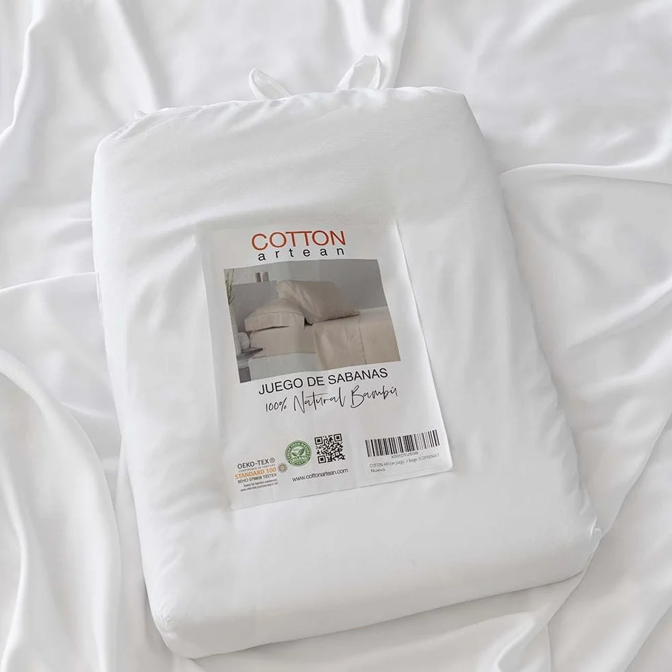 COTTON ARTean Juego de sábanas Bambú ORGÁNICO e HIPOALERGÉNICO Cama de 150 x 190/200. Color Blanco. Eco Friendly
