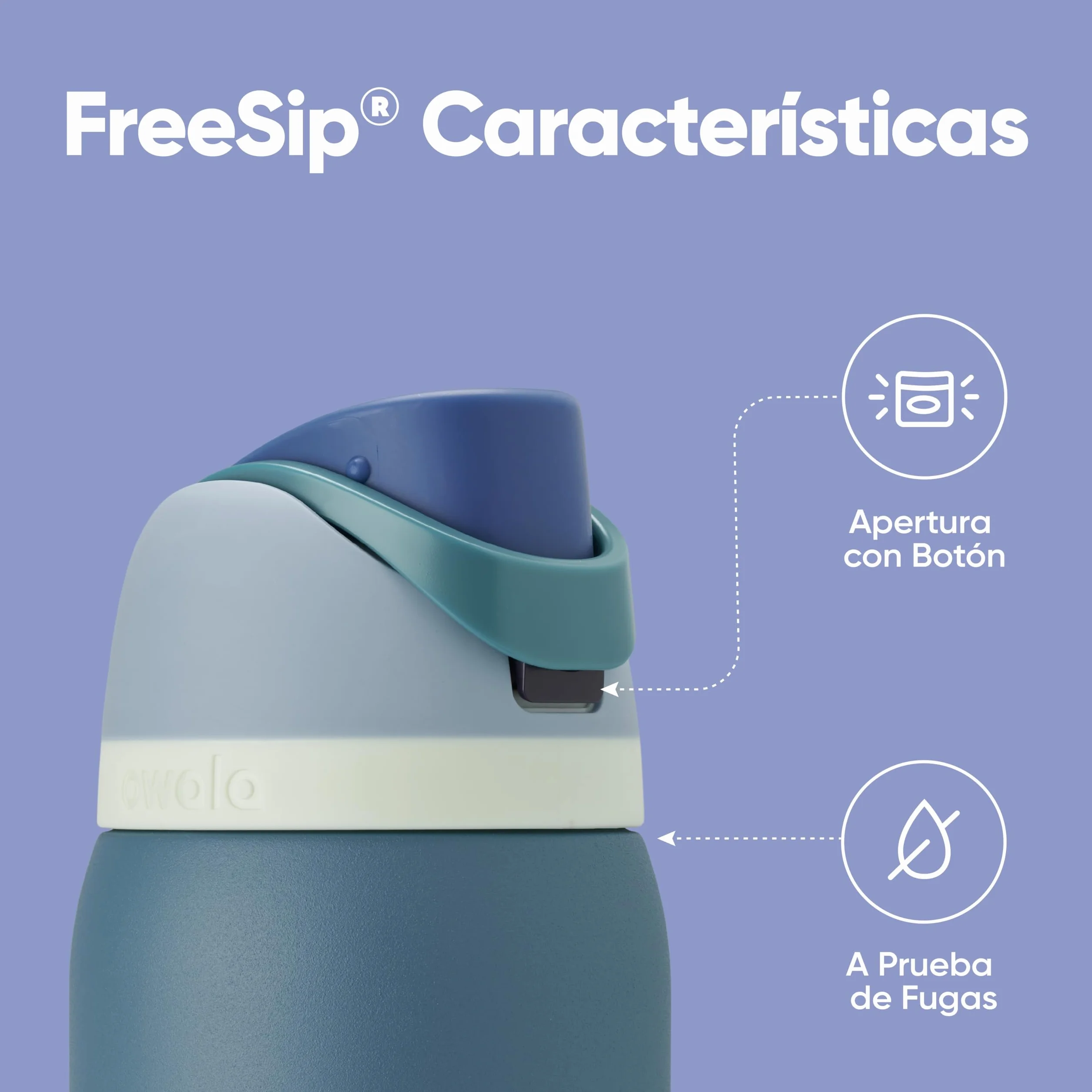 Owala FreeSip botella agua acero inoxidable 945 ml térmica a prueba de fugas sin BPA Denim