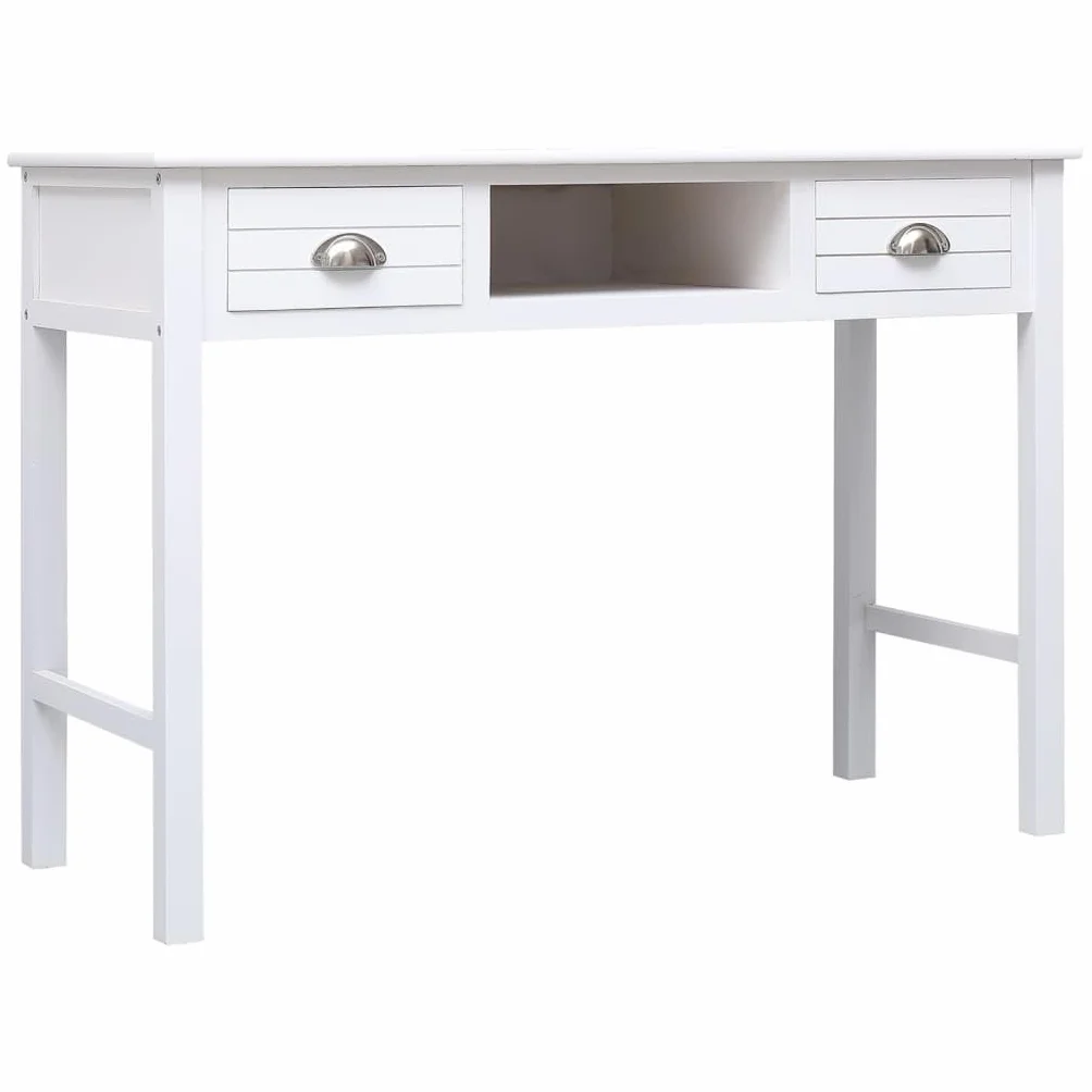 vidaXL Escritorio de Madera Maciza de Paulownia Blanco 108x45x76 cm