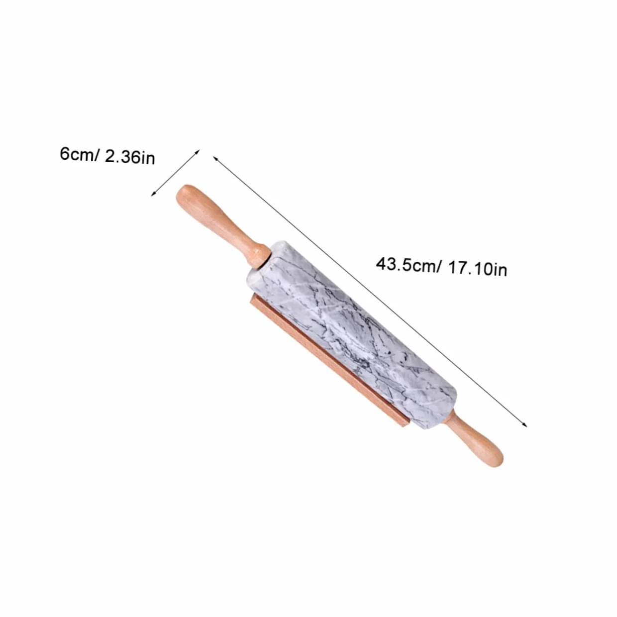 Cabilock Rodillo de Mármol para Masa Mango de Madera, Diseño Sencillo, Práctico y Multiuso para Hornear en Casa