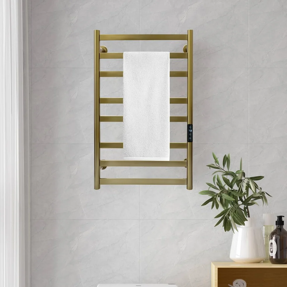 Toallero calentador, cepillado para baño, toallero eléctrico montado en la pared con control de temperatura y temporizador de 1 a 8, enchufable/cableado