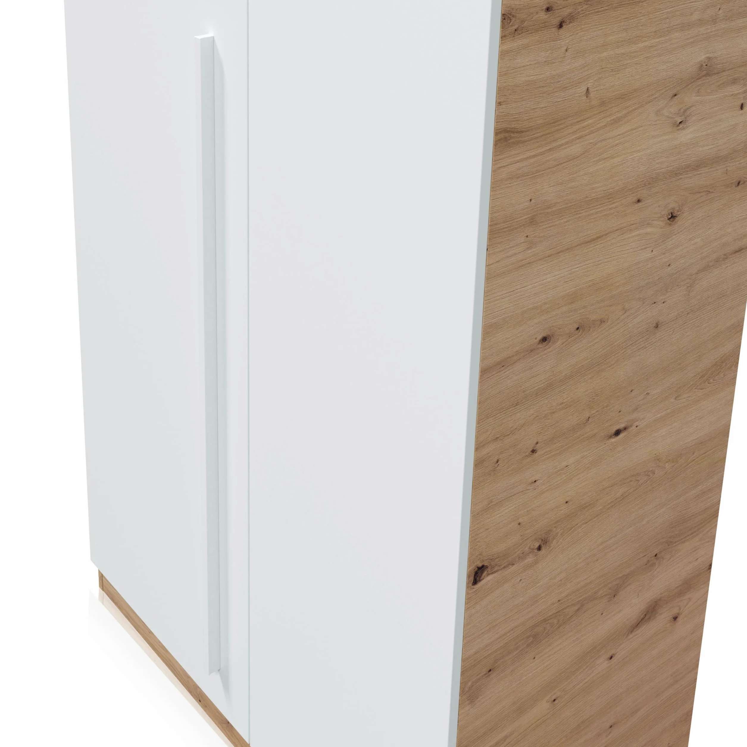 duehome | Armario Juvenil, Infantil, Armario Individual, Modelo Dess, Acabado en Color Blanco Artik y Roble Nodi, Medidas: 90 cm (Ancho) x 200 cm (Alto) x 52 cm (Fondo)