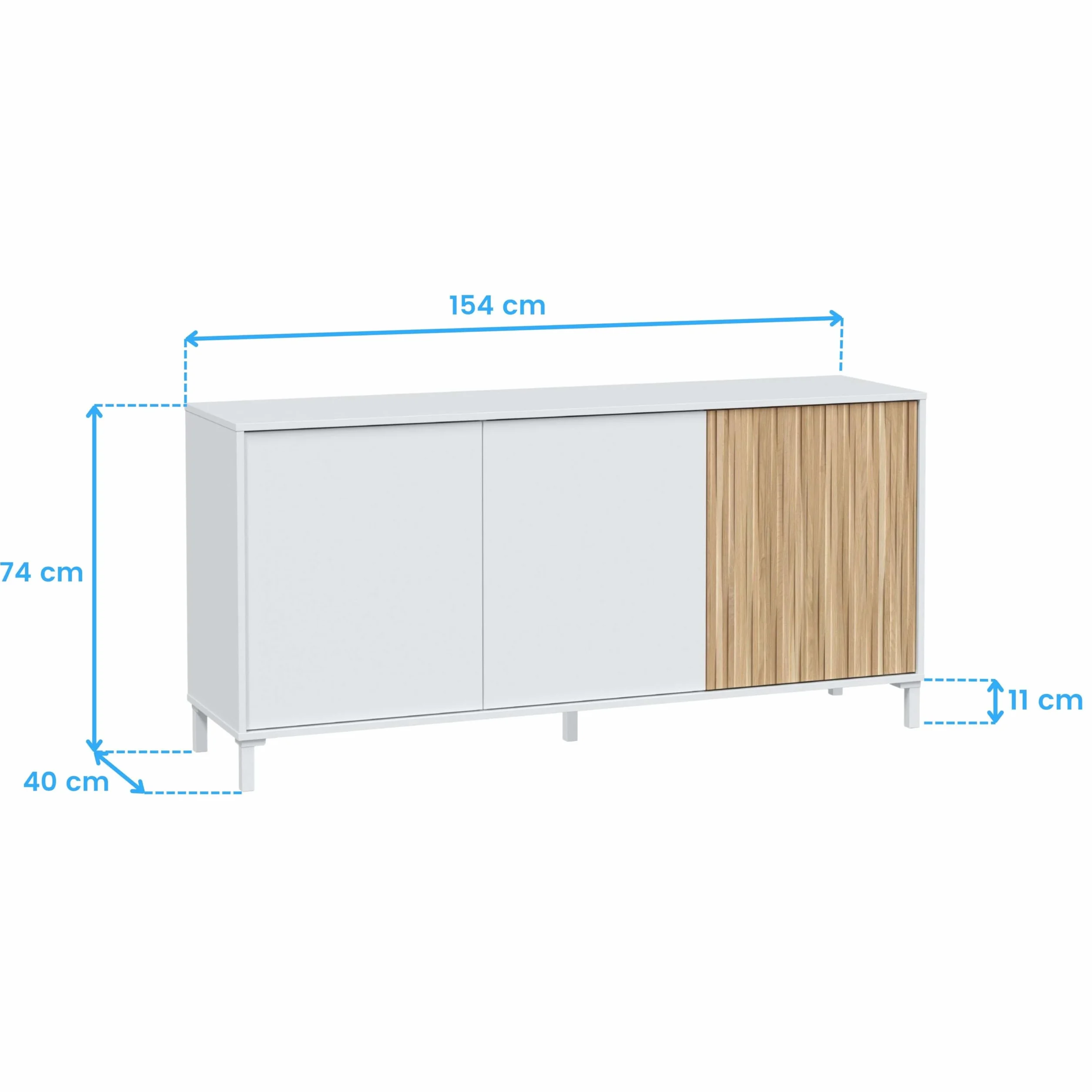 Habitdesign Aparador para Salón Ethna Blanco Artik Y Natur Estilo Moderno 154x74x40 Cm