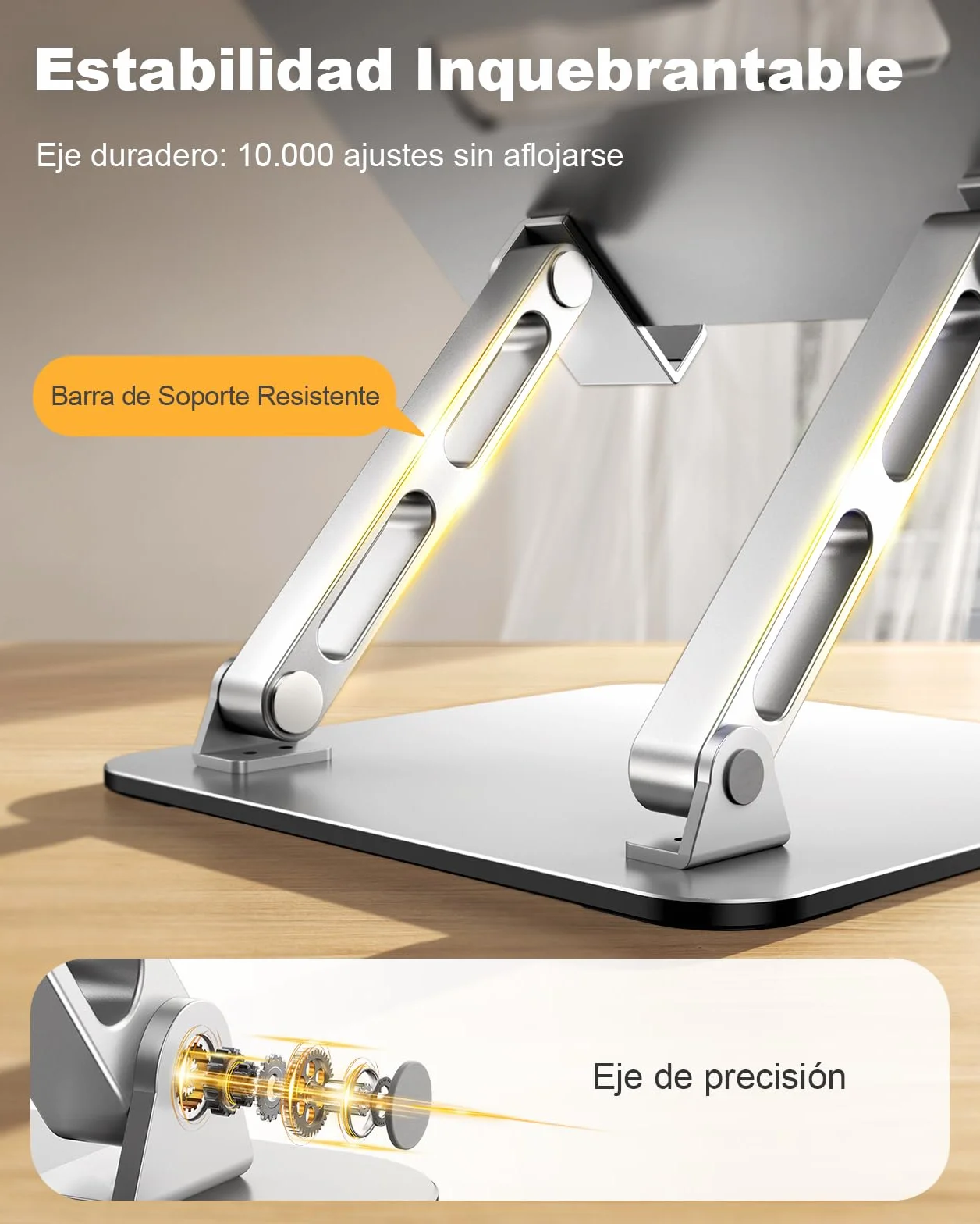 Babacom Soporte Portatil Mesa Refrigeración Laptop Stand Ergonómico Doble Varilla Ajustable Elevador 10-15.6" Portátiles