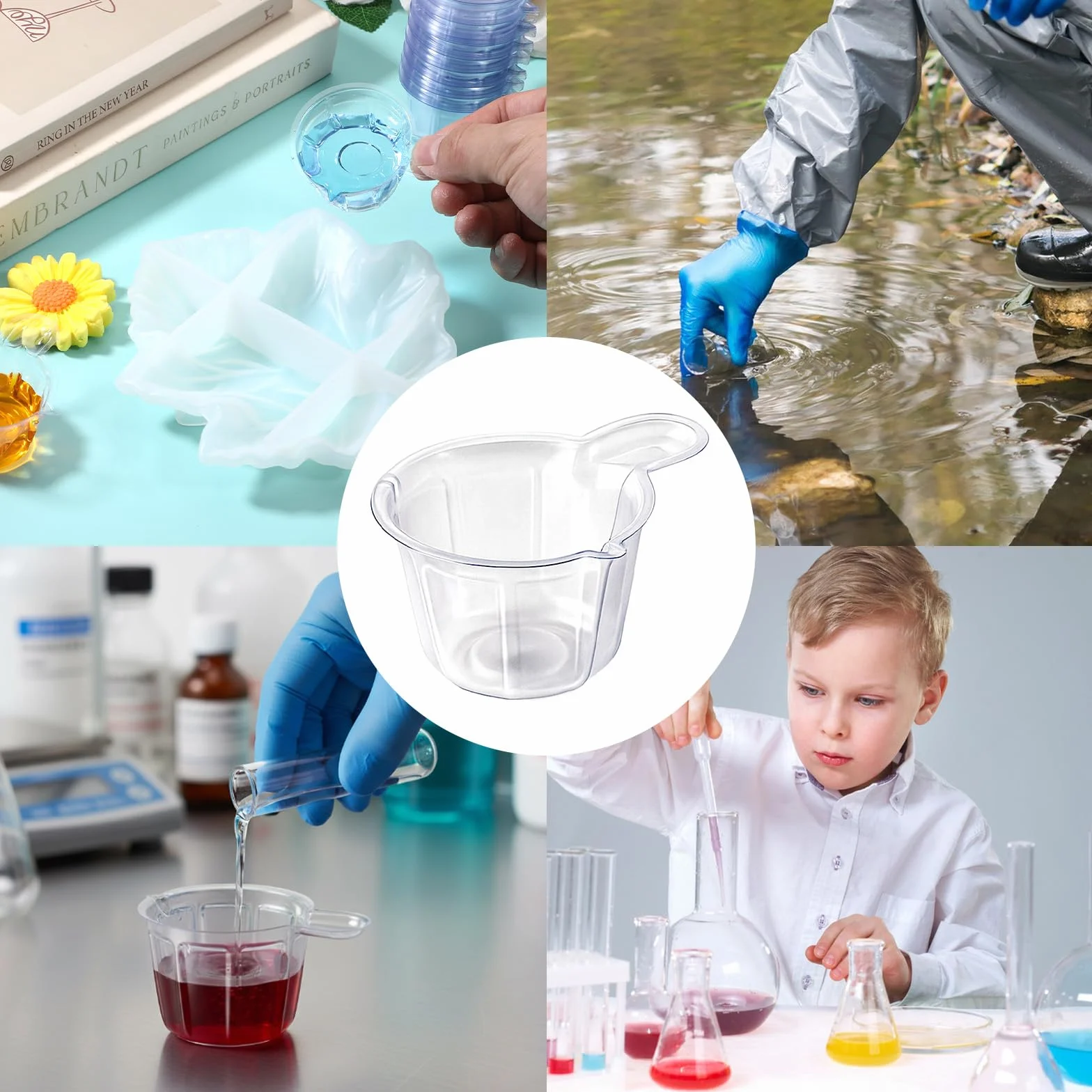 Vasos medidores desechables de plástico 40 ml, transparentes, para mezclar epoxi, 150 piezas