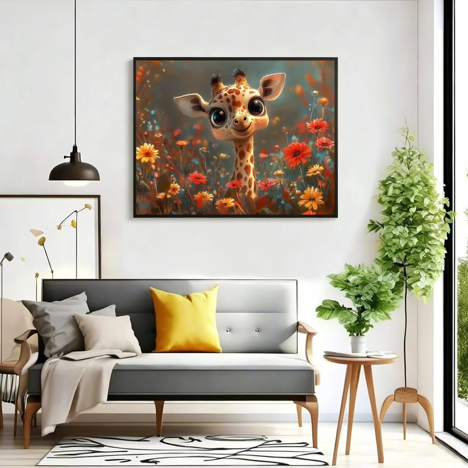 Pintar por Numeros jirafa Pinturas Acrilicas dibujos animados Pintura por Numeros Lienzos para Pintar, Pintura Acrilica Manualidades, Decoración Hogar, Regalos Cumpleaños, 70x90cm Sin Marco, q-978