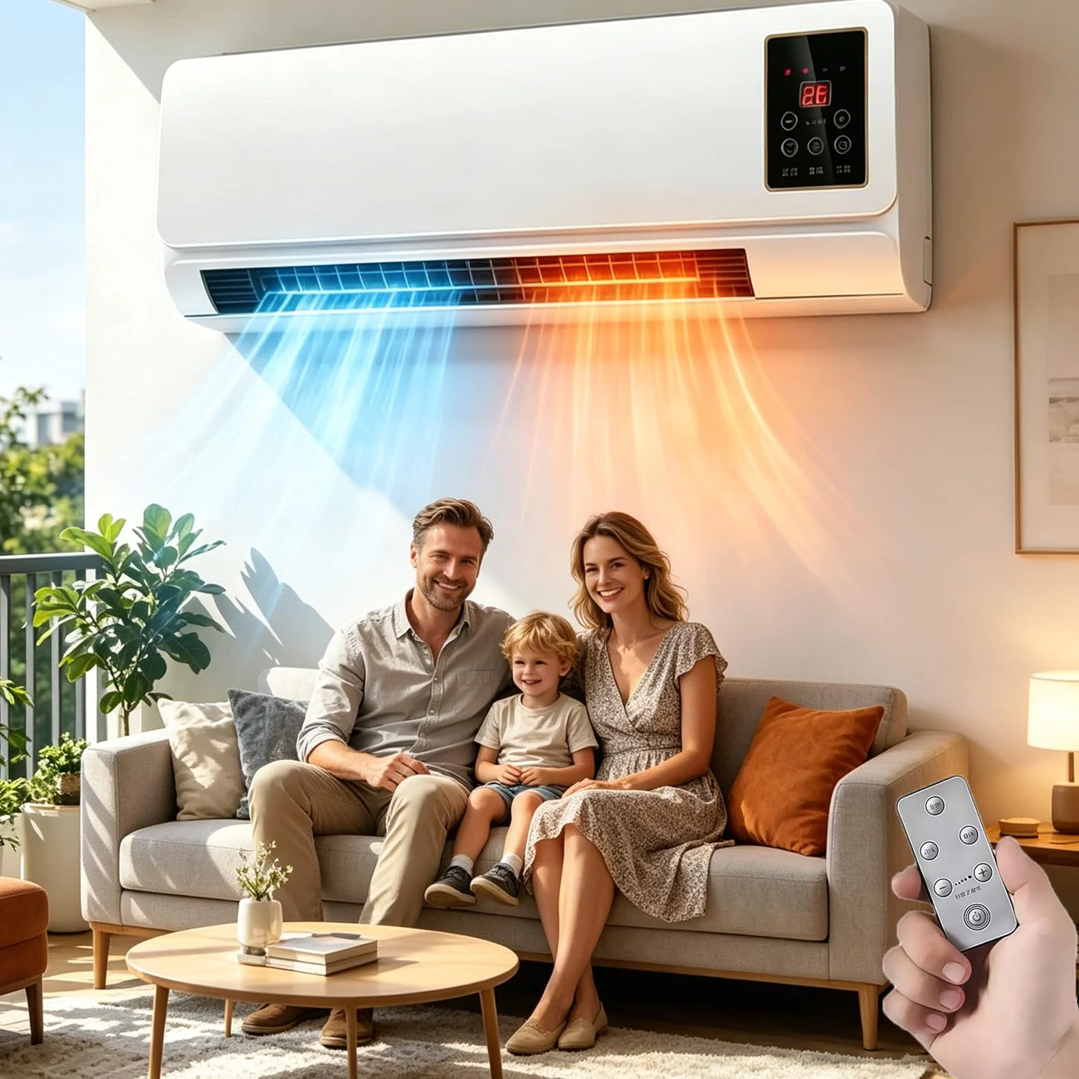 Aire Acondicionado Pared Sin Unidad Exterior, De Pared, FríO/Calor – Sin InstalacióN, Sistema AutóNomo, Temporizador De 8 Horas, Sistema Reversible De RefrigeracióN Y CalefaccióN Para El Hogar (A)