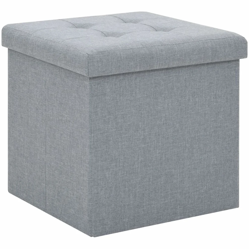 Genérico Taburetes almacenaje Plegables 2 uds Lino sintético Gris Claro,Sillas,Taburetes y sillas plegables-247080