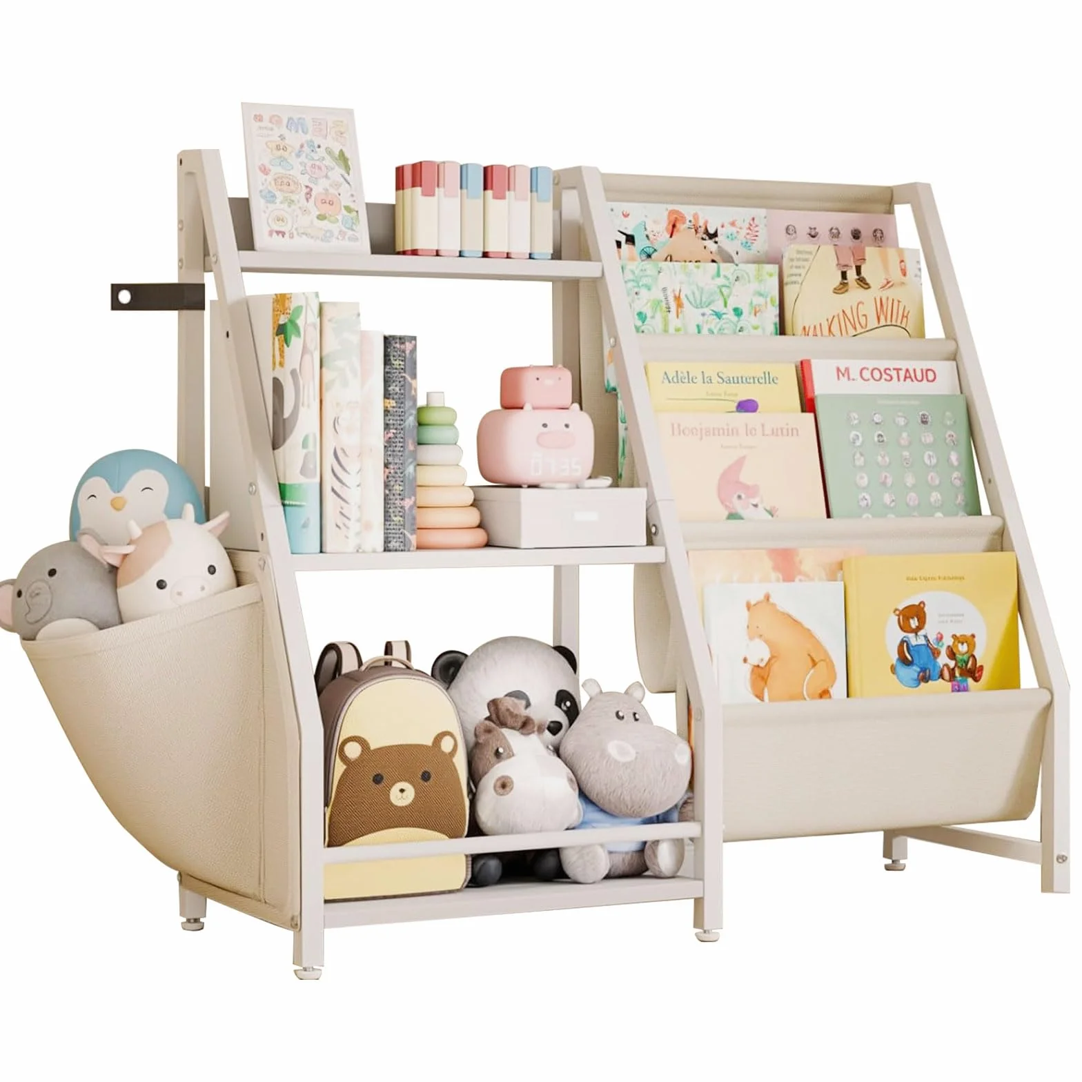 Libreria Infantil,Estanteria Libros Infantil con 3 Niveles de Almacenamiento, Gran Capacidad,Revistero,Beige,85.5x30x75 cm