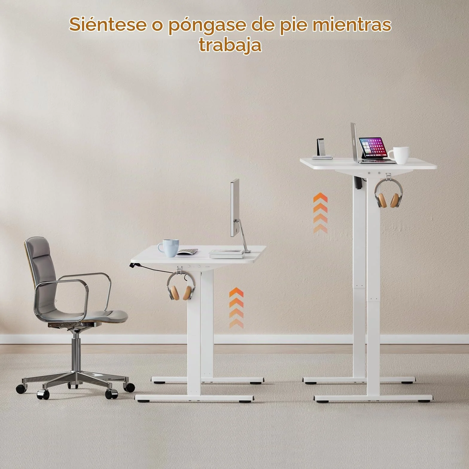 buybyroom Patas Escritorio Elevable, Estructura Mesa Elevable sin Interfaz de Escritorio, con Acero de Alta Resistencia, con USB y Panel Inteligente de Memoria (Sin Panel de Escritorio)