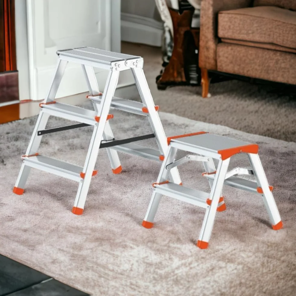 Taburete doméstico de aluminio con pies antideslizantes Tip Tap STEP-UP - 3 escalones