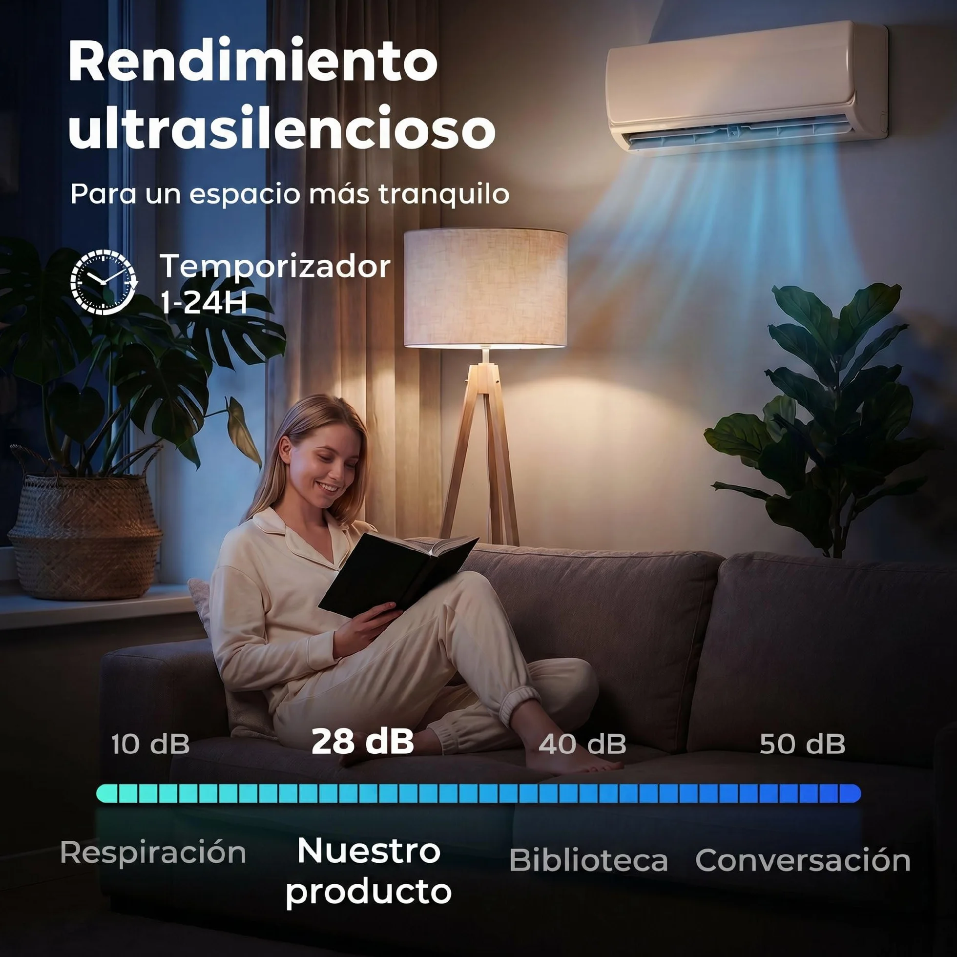HOMCOM Aire Acondicionado Split 12000 BTU, Bomba de Calor, Aire Acondicionado Inverter, Clase A++, WiFi y Control por Voz, hasta 18 m², Pantalla LED, Mando a Distancia