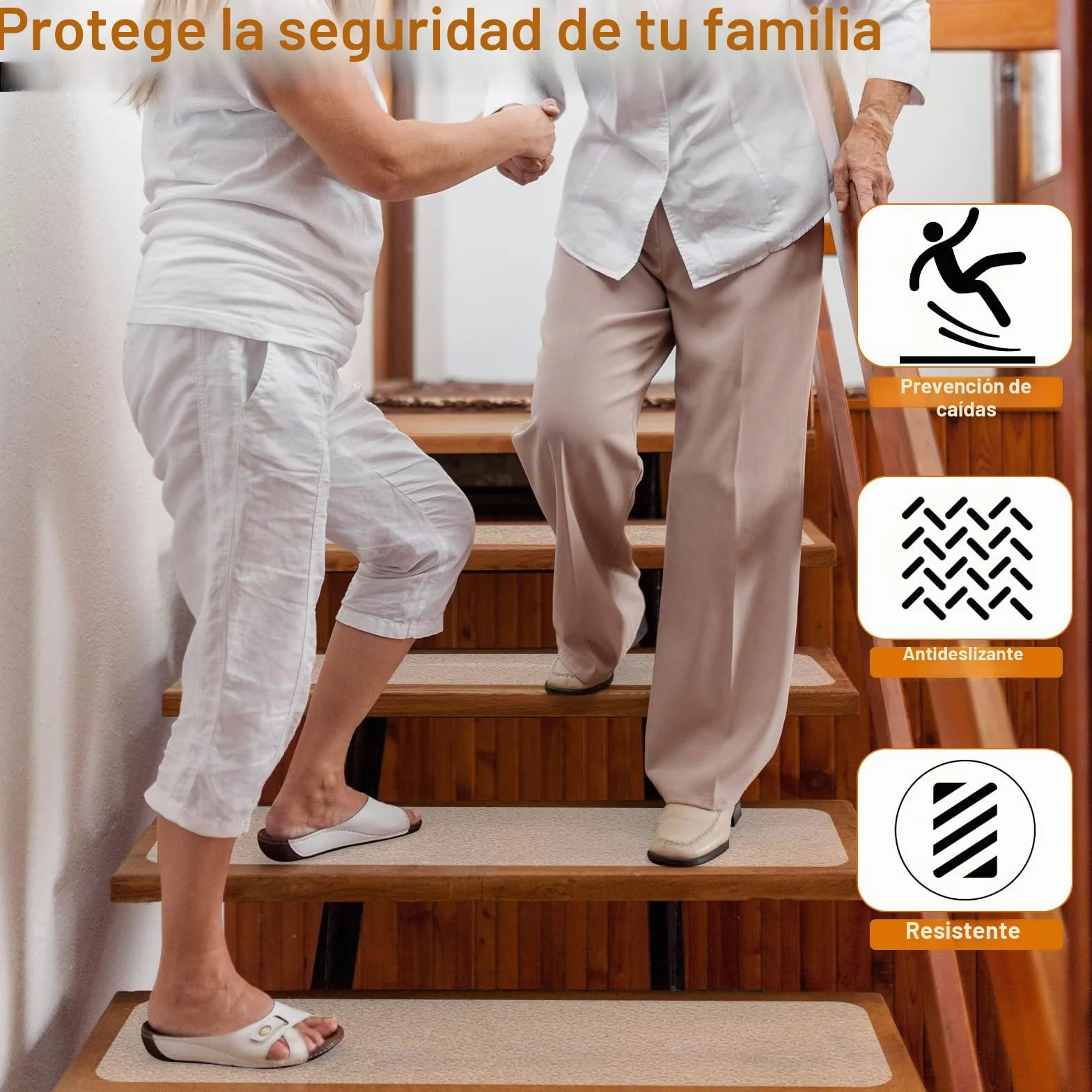 Alfombrillas antideslizantes para escaleras, 15 unidades, protección antideslizante, autoadhesiva, transparente, banda antideslizante para escalones de madera y suelos (10 x 60 cm)