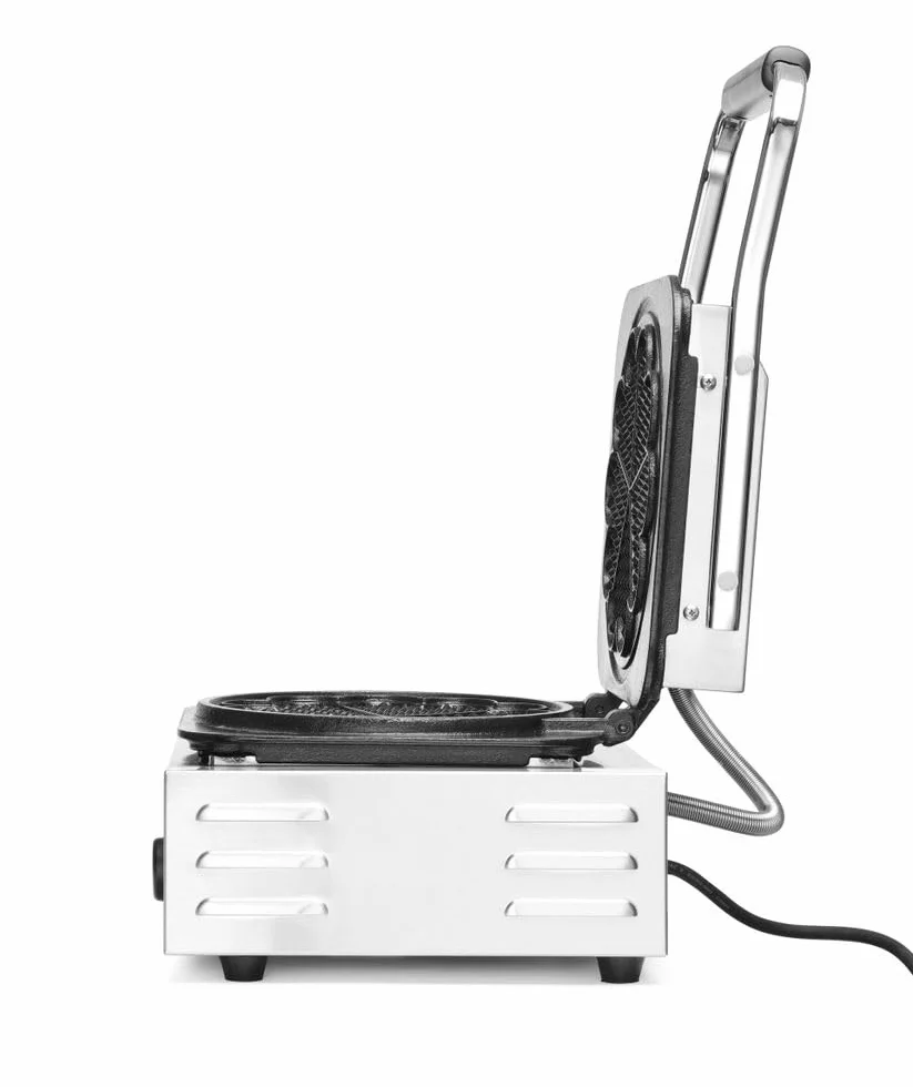 HENDI Gofrera eléctrica, gofres de Corazón, 5 moldes, con tenedor para gofres, T regulable, placas de hierro fundido antiadherente, 230V, 2200W, 320x437x(H)251mm, acero inoxidable