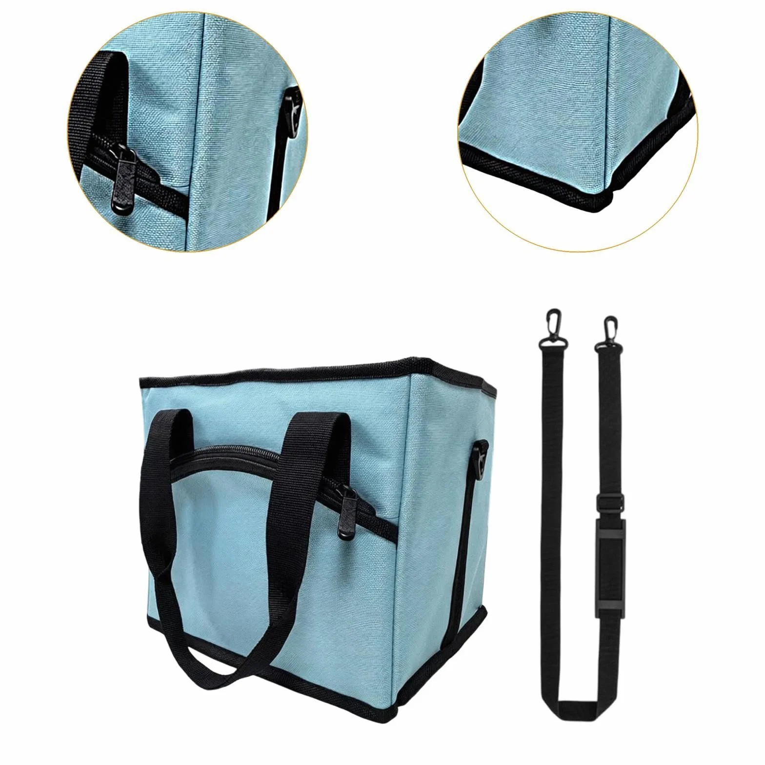 Bolsa isotérmica para Bebidas con portabotellas, separadores Ajustables y 4 Compartimentos con Bolsillo Frontal para Camping, Azul