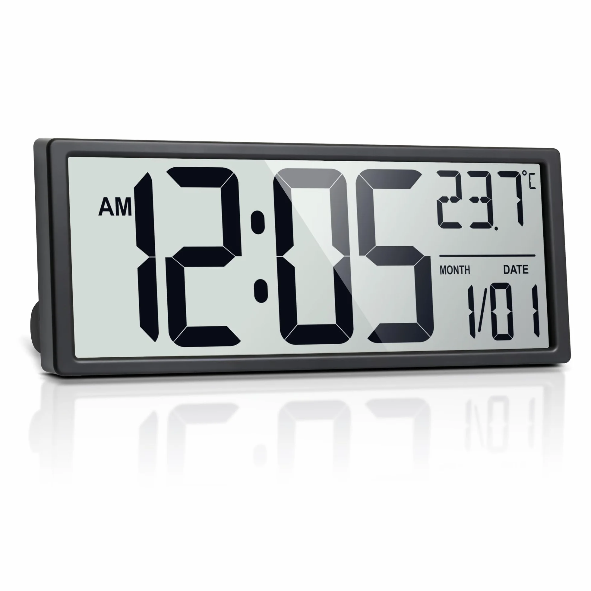 Reloj de pared digital grande de 15 pulgadas, funciona con pilas, con números de pantalla grandes, temperatura y fecha, DST automático y alarma, para oficina, aula, gimnasio, dormitorio