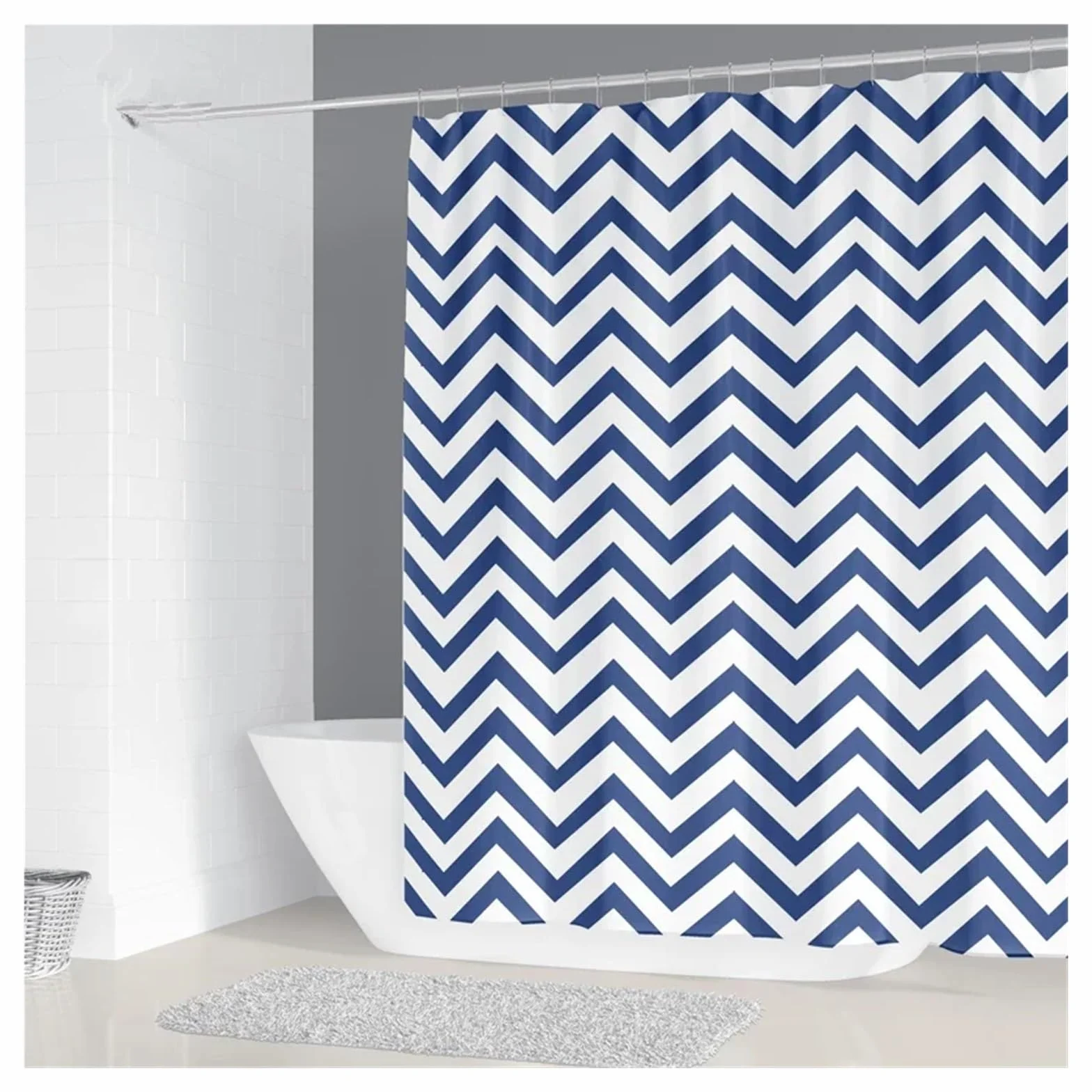 Cortina de ducha impermeable de 200 x 180 cm, diseño geométrico simple, poliéster, decoración del hogar, con 12 ganchos, cortinas de ducha para baño (color 7, 120 x 180 cm)