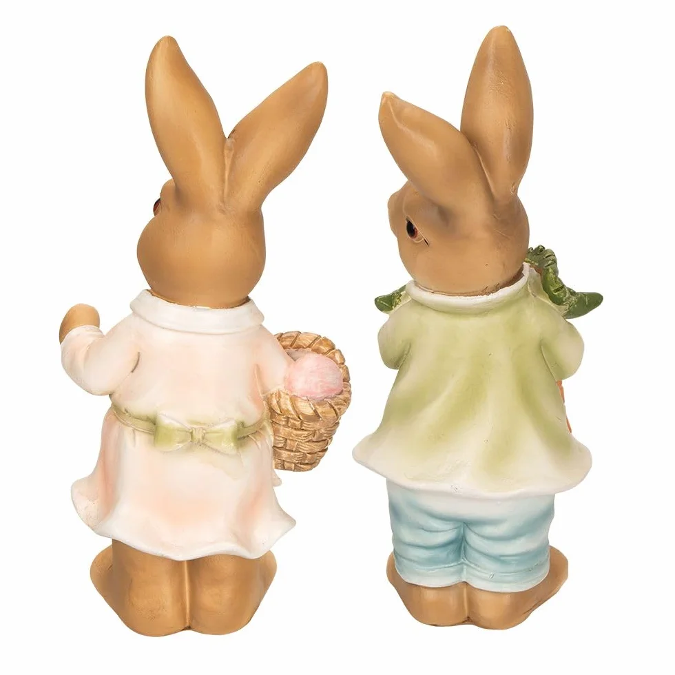 Figuras decorativas de conejos con zanahorias y huevos de Pascua 14 cm