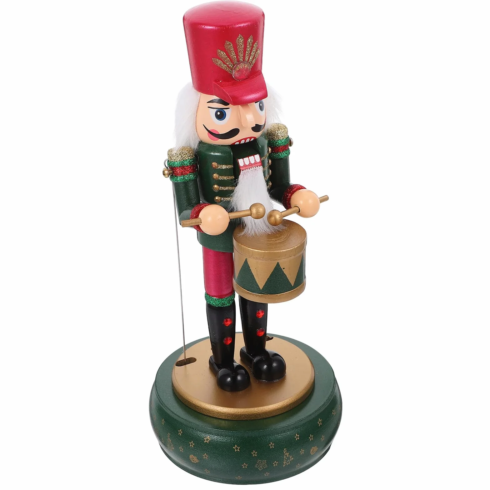 Caja de Música Navideña de Madera Cascanueces 32 Cm con Manos y Boca Móviles, Adorno Festivo Tradicional para Decoración de Navidad y Obsequio Especial