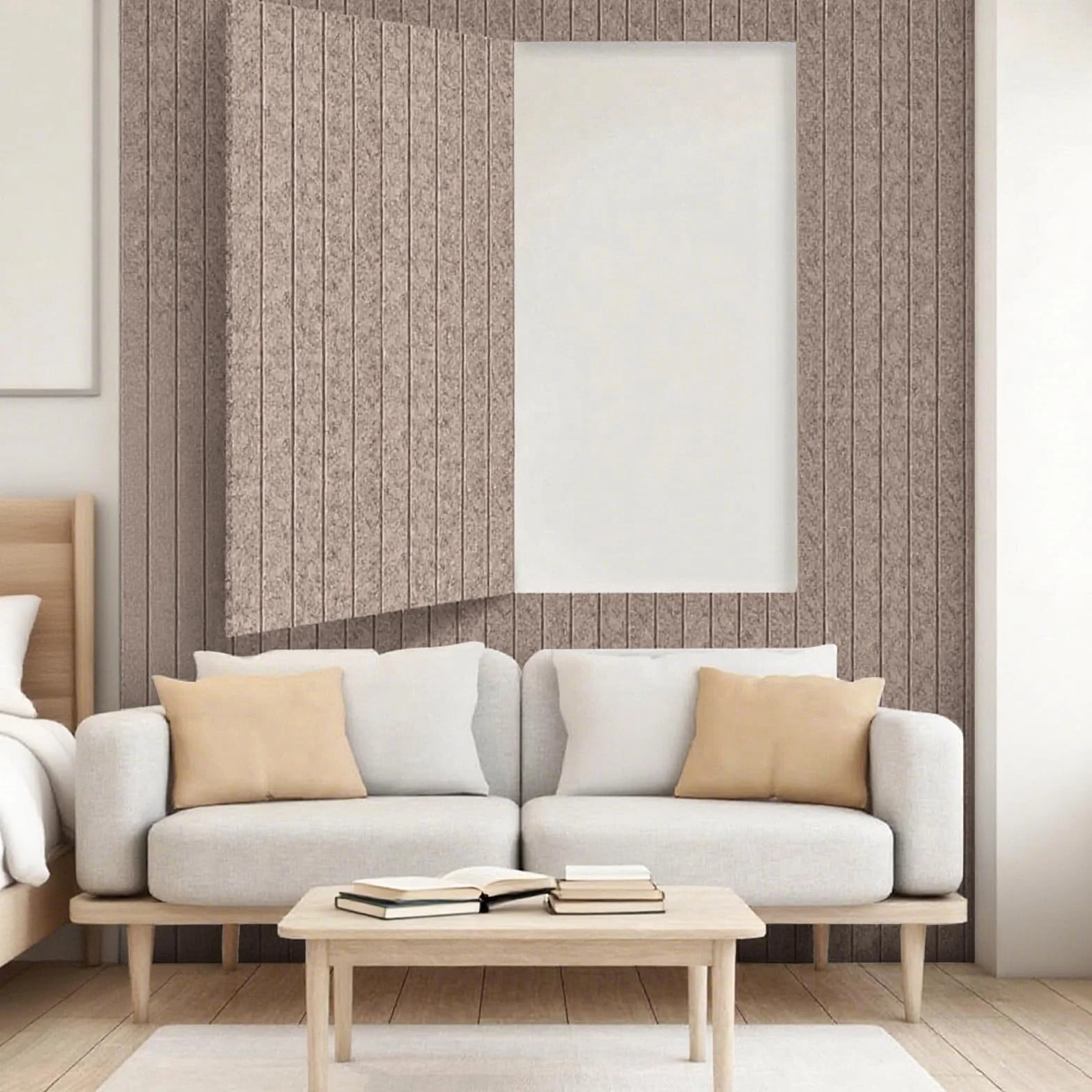 Gran tablero de anuncios adhesivo de fieltro 60 x 90 cm con 30 chinchetas - Decoración mural para oficina, cocina, fotos, notas, color camello oscuro