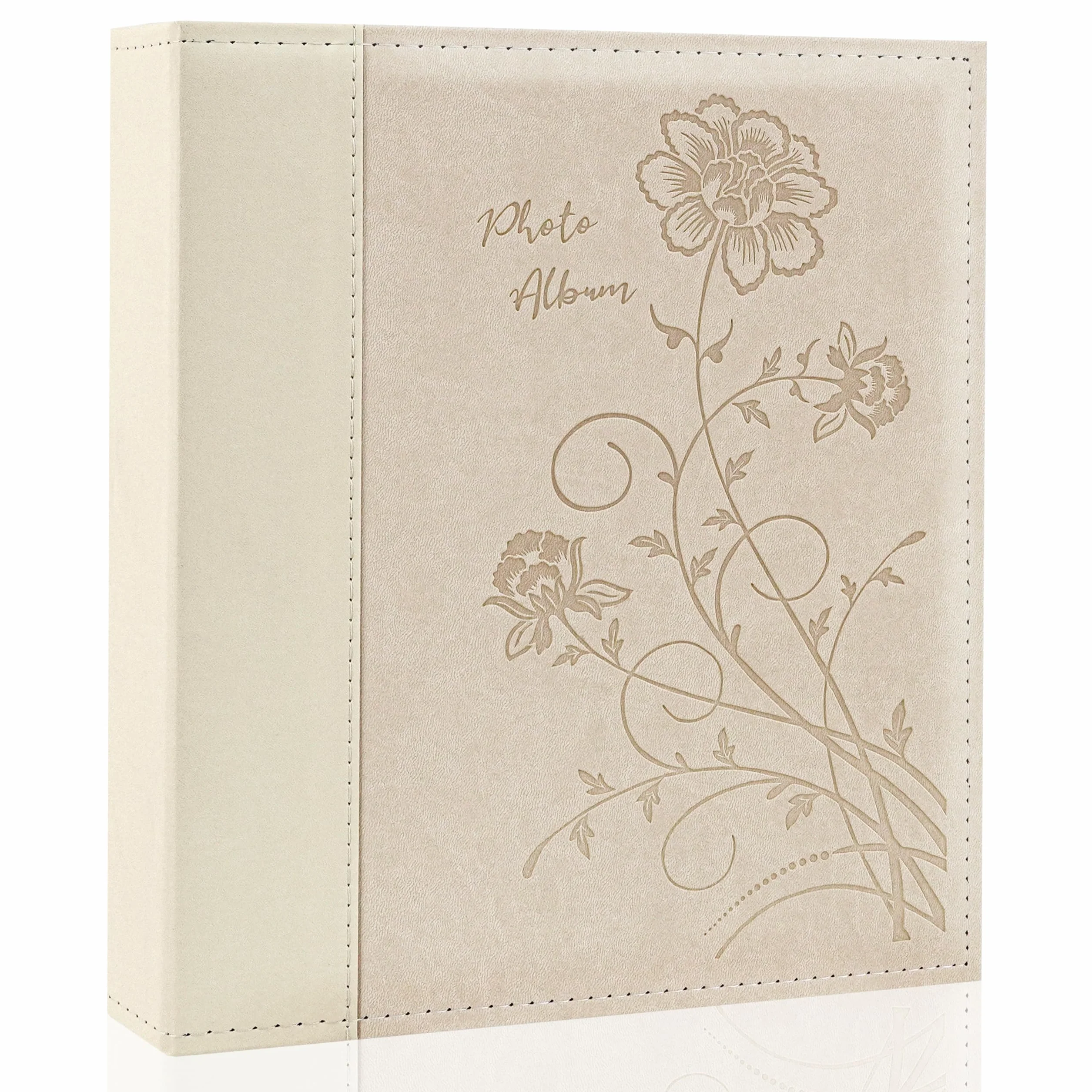 Álbum de fotos de 8 x 10 pulgadas, páginas transparentes con bolsillos, tapa de cuero, álbum de fotos con capacidad para 50 fotos verticales de 8 x 10 pulgadas, libro de fotos para boda familiar